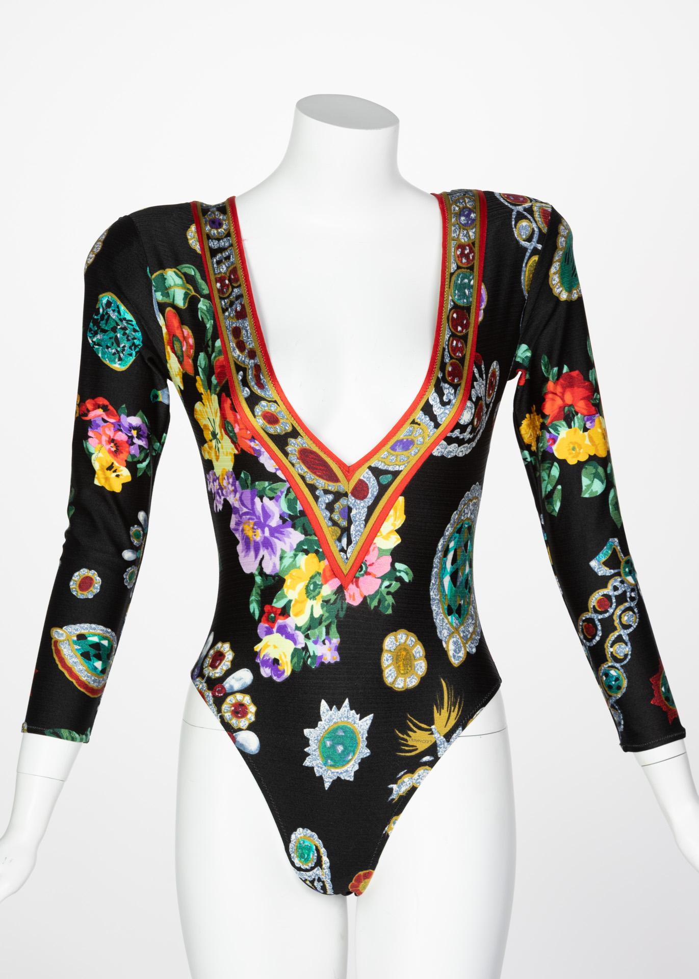 Vintage Leonard Paris Vibrant Jewel Print Silk Dress Ensemble In Excellent Condition In Boca Raton, FL