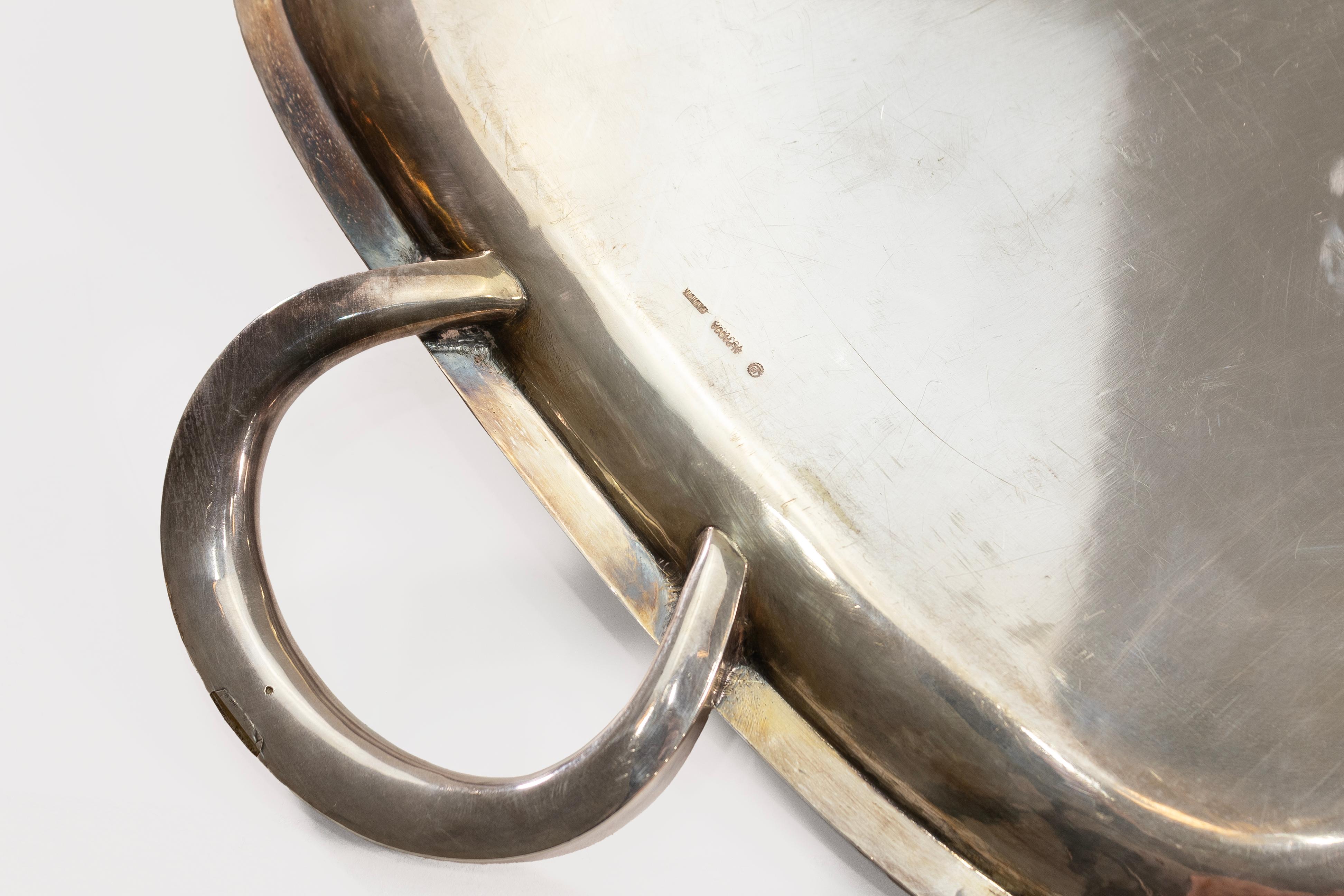 Vintage Leonard Silver Co geätzt Silber Platte servieren Tablett & Kerze Snuffer (20. Jahrhundert) im Angebot