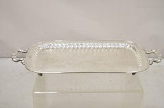 Vintage By Leonard Silver Narrow Twin Handle Vassoio da portata placcato argento