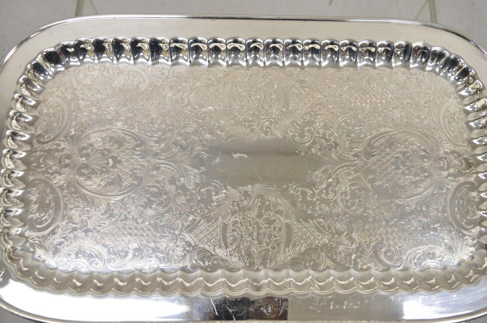 Vintage Leonard Silber schmale versilberte Servierplatte versilbertes Tablett mit zwei Henkeln im Zustand „Gut“ im Angebot in Philadelphia, PA