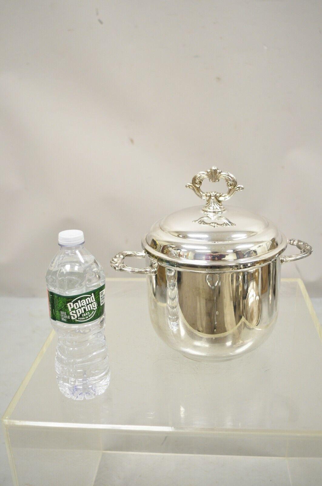 Vintage Leonard Silver Plate Lidded Ice Bucket Regency Style Insulated In Good Condition In Philadelphia, PA