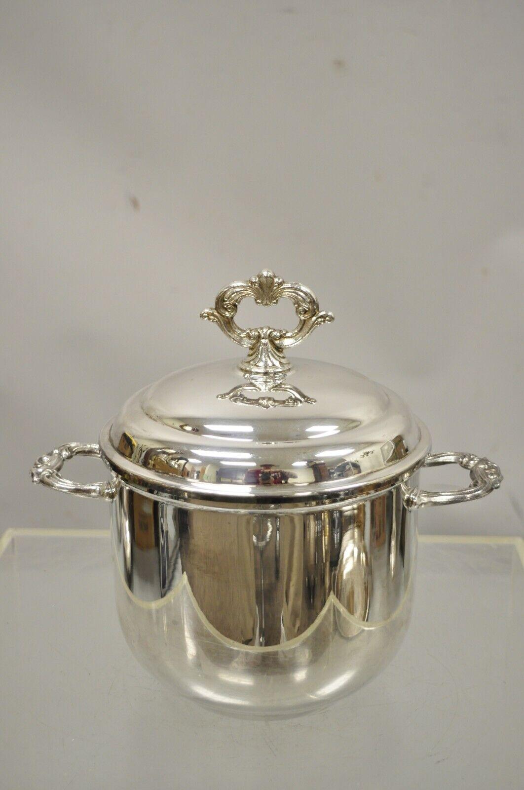 Vintage Leonard Silver Plate Lidded Ice Bucket Regency Style Insulated 1