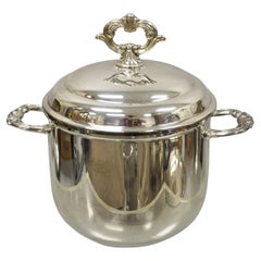 Vintage Leonard Silver Plate Lidded Ice Bucket Regency Style Insulated