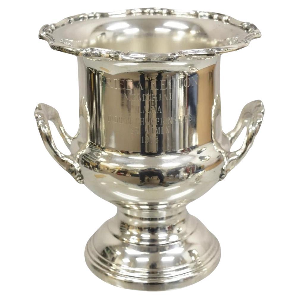 Vintage Leonard Silver Plated Award Trophy Cup Champagne Chiller 1978 Champion For Sale