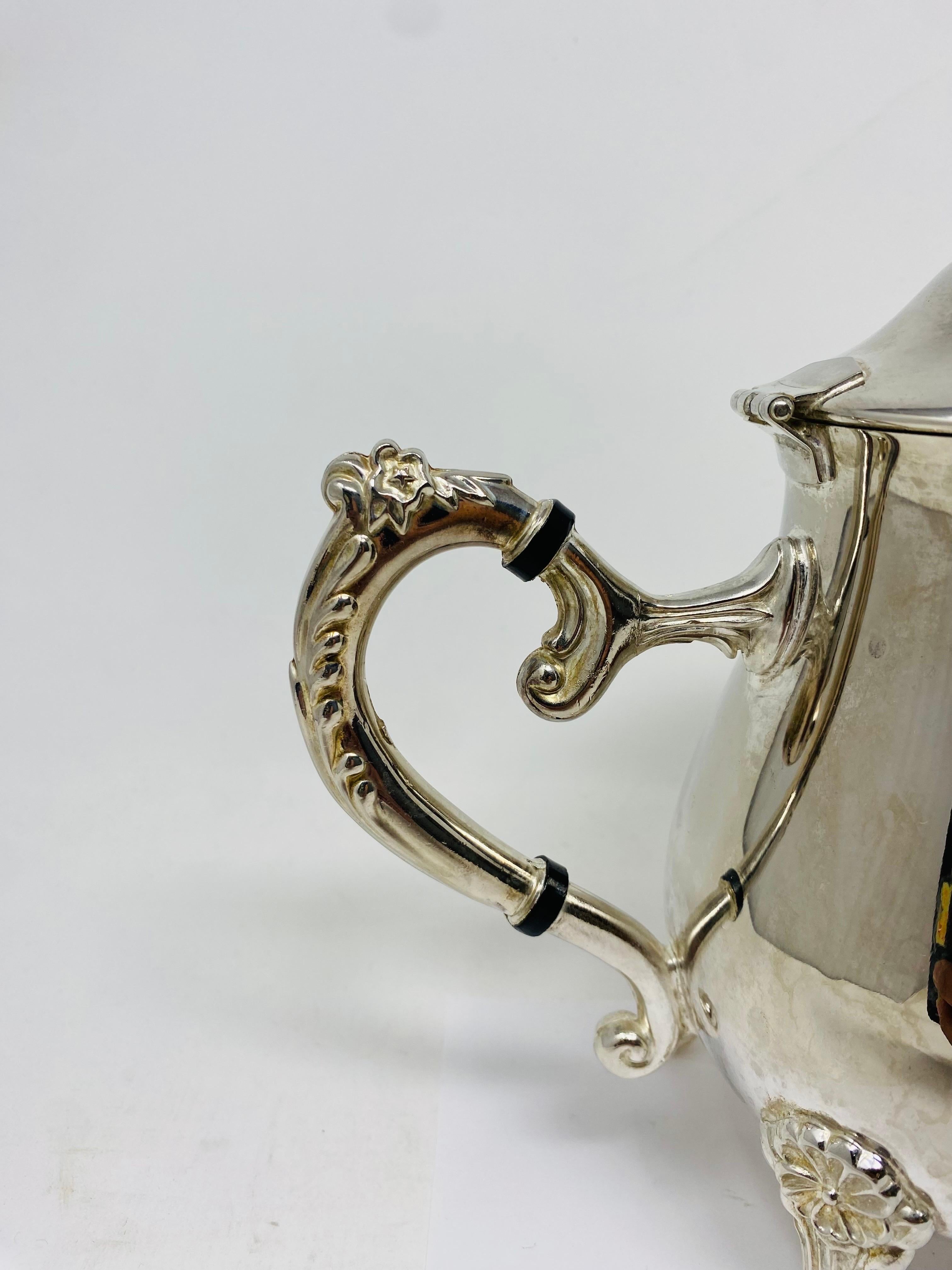 Vintage Leonard Silver Plated Tea or Coffee Pot For Sale 4