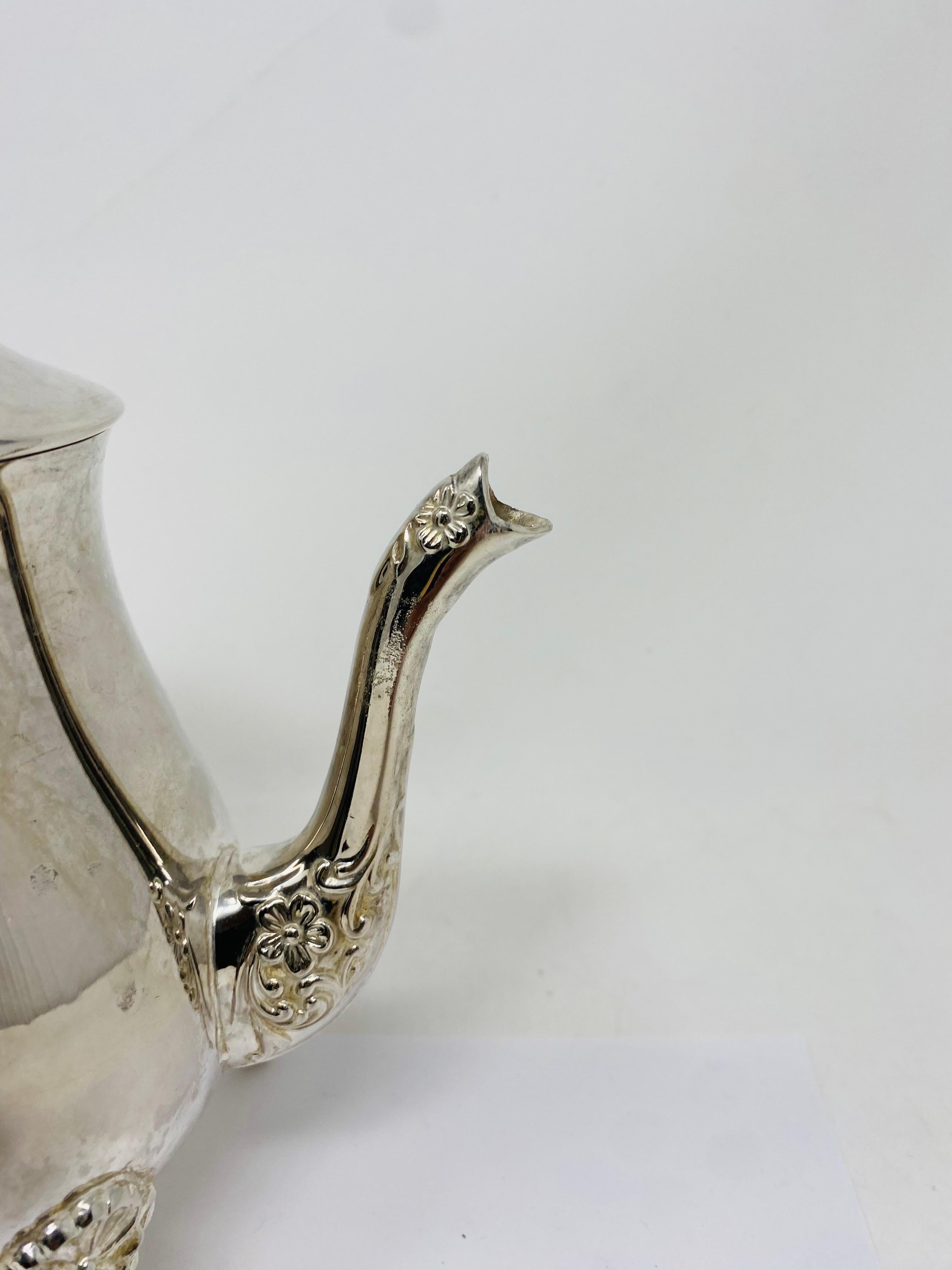 Vintage Leonard Silver Plated Tea or Coffee Pot For Sale 3