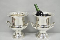Vintage Leonard Silver Plated Trophy Cup Urn Champagne Chiller Ice Bucket, Pair