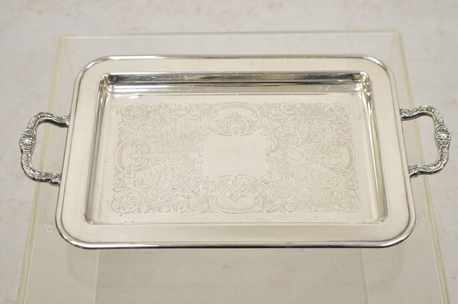 Vintage Leonard Small Silver Plated Twin Handle Serving Platter Tray For Sale 5