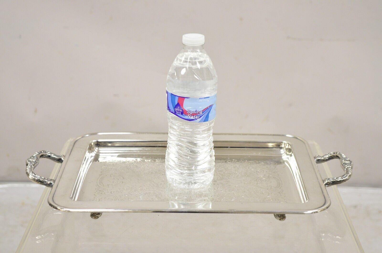 Vintage Leonard Small Silver Plated Twin Handle Serving Platter Tray. Circa Late 20th Century. Measurements: 2