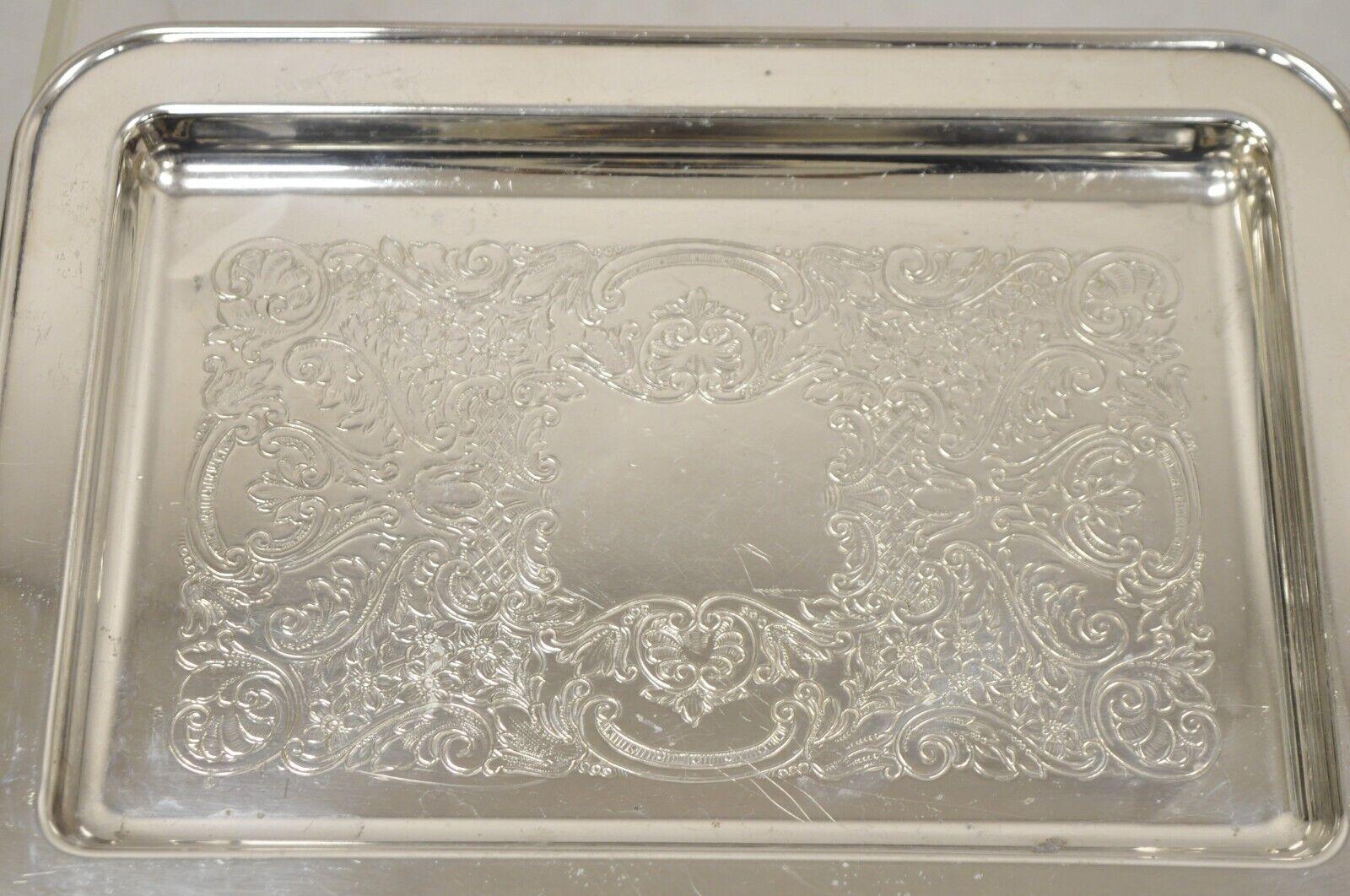 Victorien Vintage Leonard Small Silver Plated Twin Handle Serving Platter Tray en vente