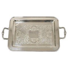Vintage Leonard Small Silver Plated Twin Handle Serving Platter Tray