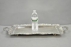 Vintage Leonard Victorian Ornate Silver Plated Narrow Trinket Dish Bar Tray