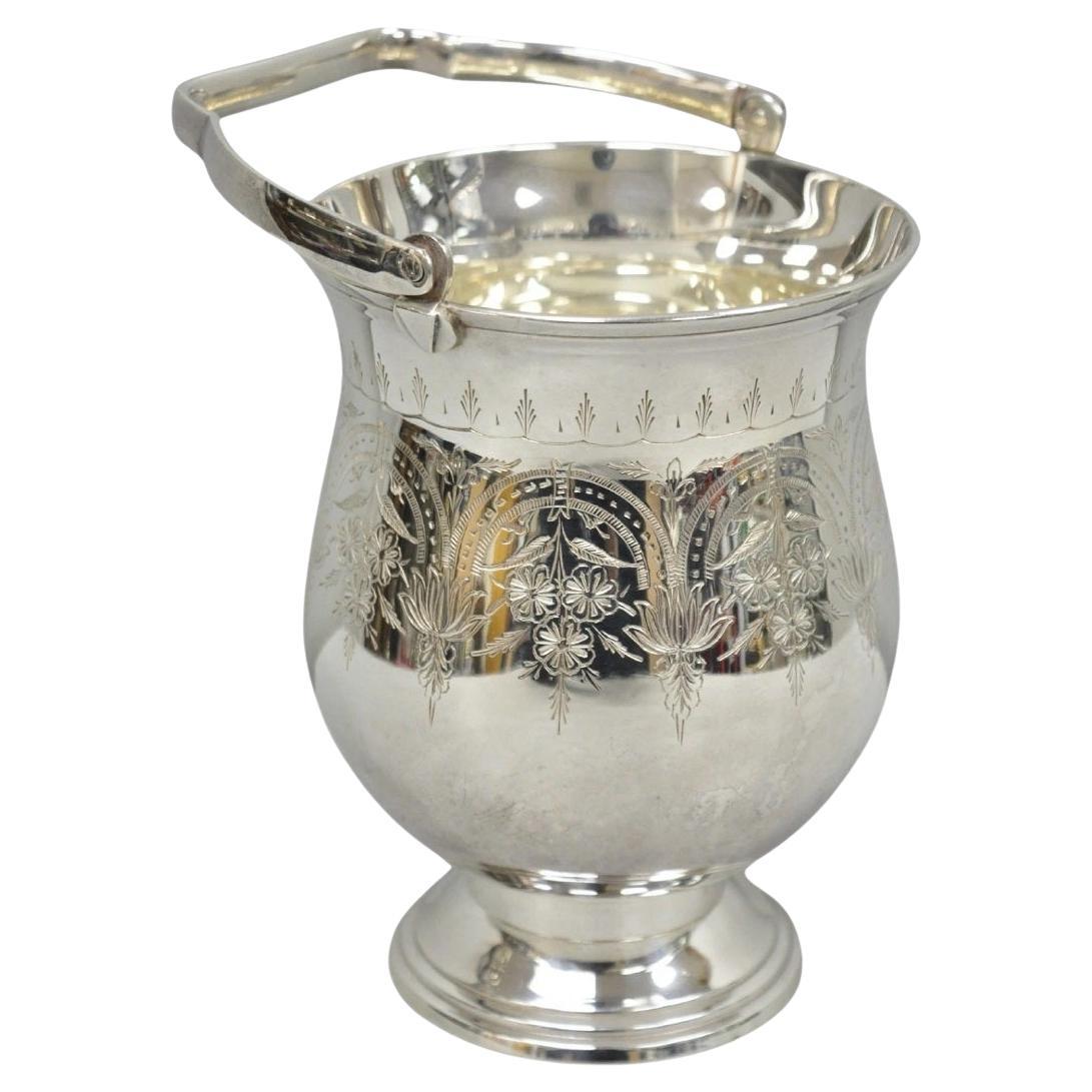 Vintage Leonard Victorian Silver Plated Small Ice Bucket Chiller w/ Handle