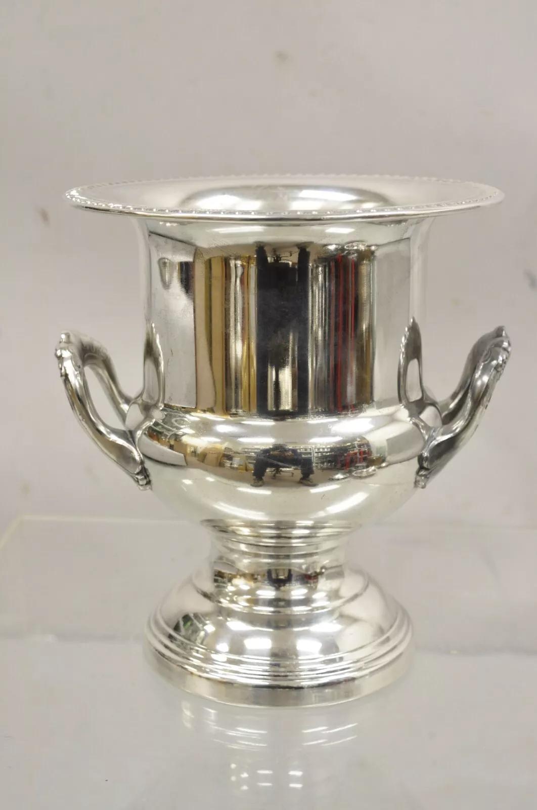 Vintage A. Silver Coppa trofeo placcata d'argento Secchiello per ghiaccio refrigerante per champagne in vendita 4