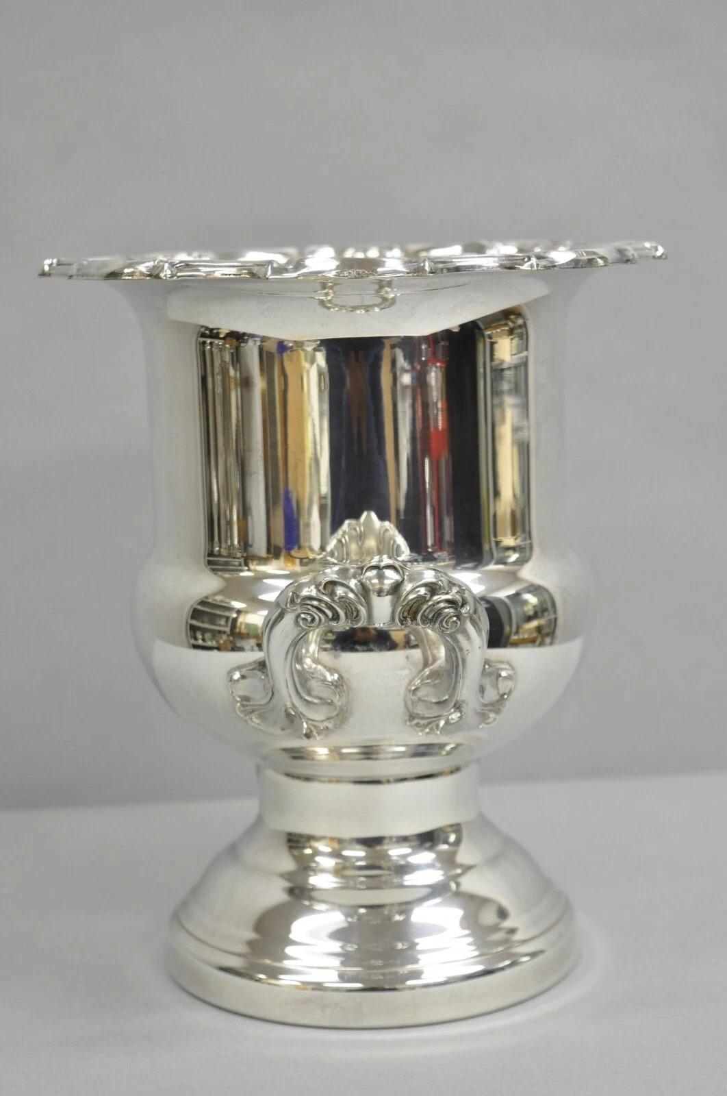 Vintage Leonard Victorian Silver Plated Trophy Cup Champagne Chiller Ice Bucket. Circa Mid 20th Century. Measurements: 10