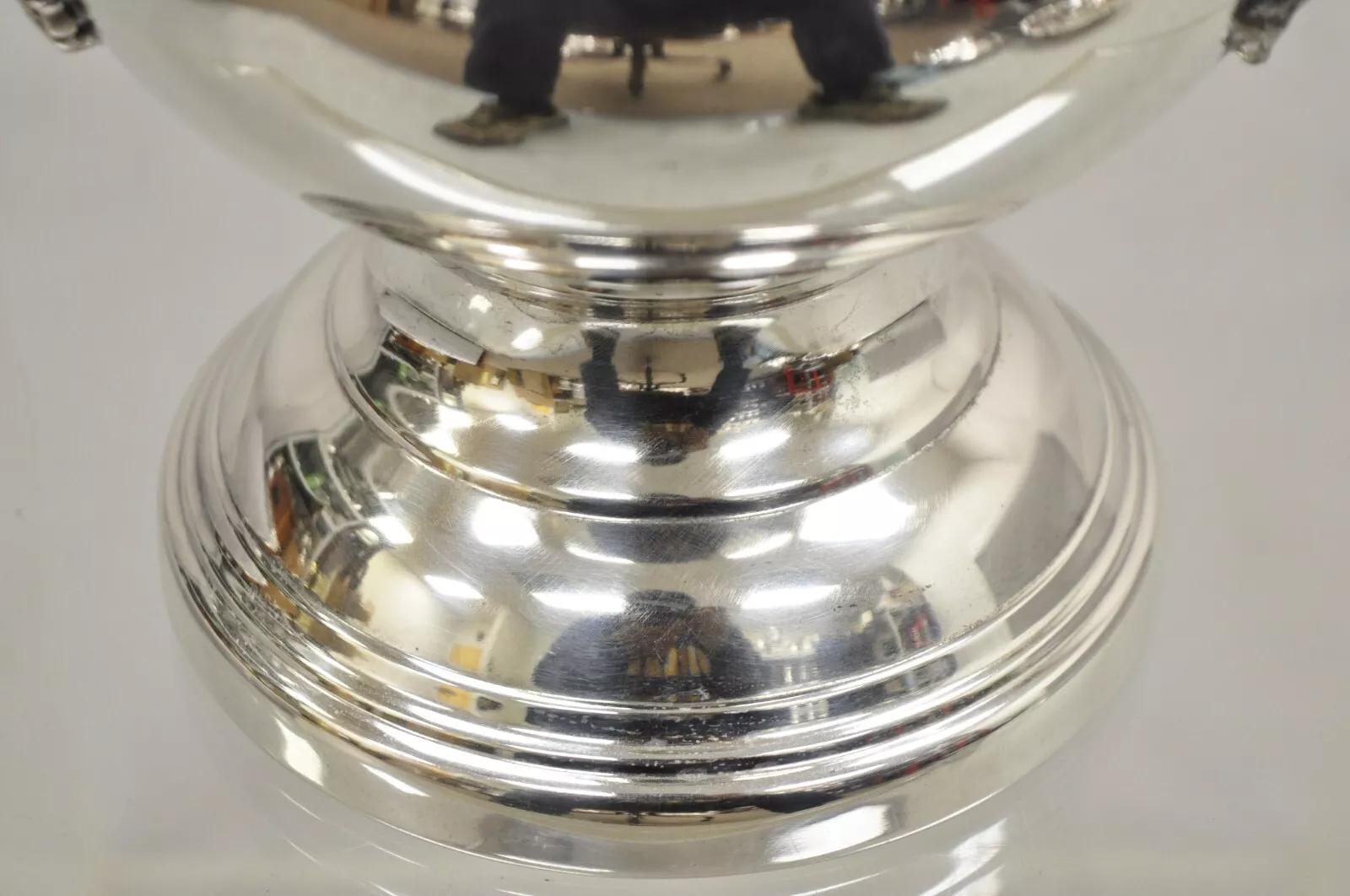 Sconosciuto Vintage A. Silver Coppa trofeo placcata d'argento Secchiello per ghiaccio refrigerante per champagne in vendita