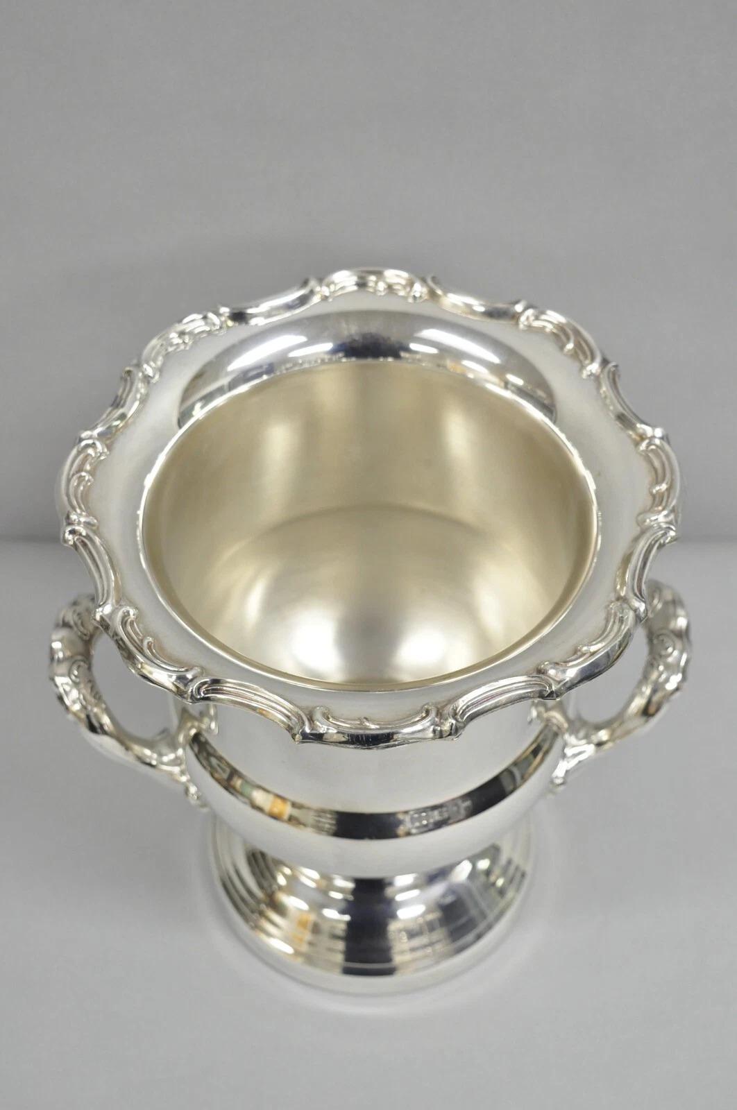 Vintage Leonard Victorian Silver Plated Trophy Cup Champagne Chiller Ice Bucket In Good Condition For Sale In Philadelphia, PA