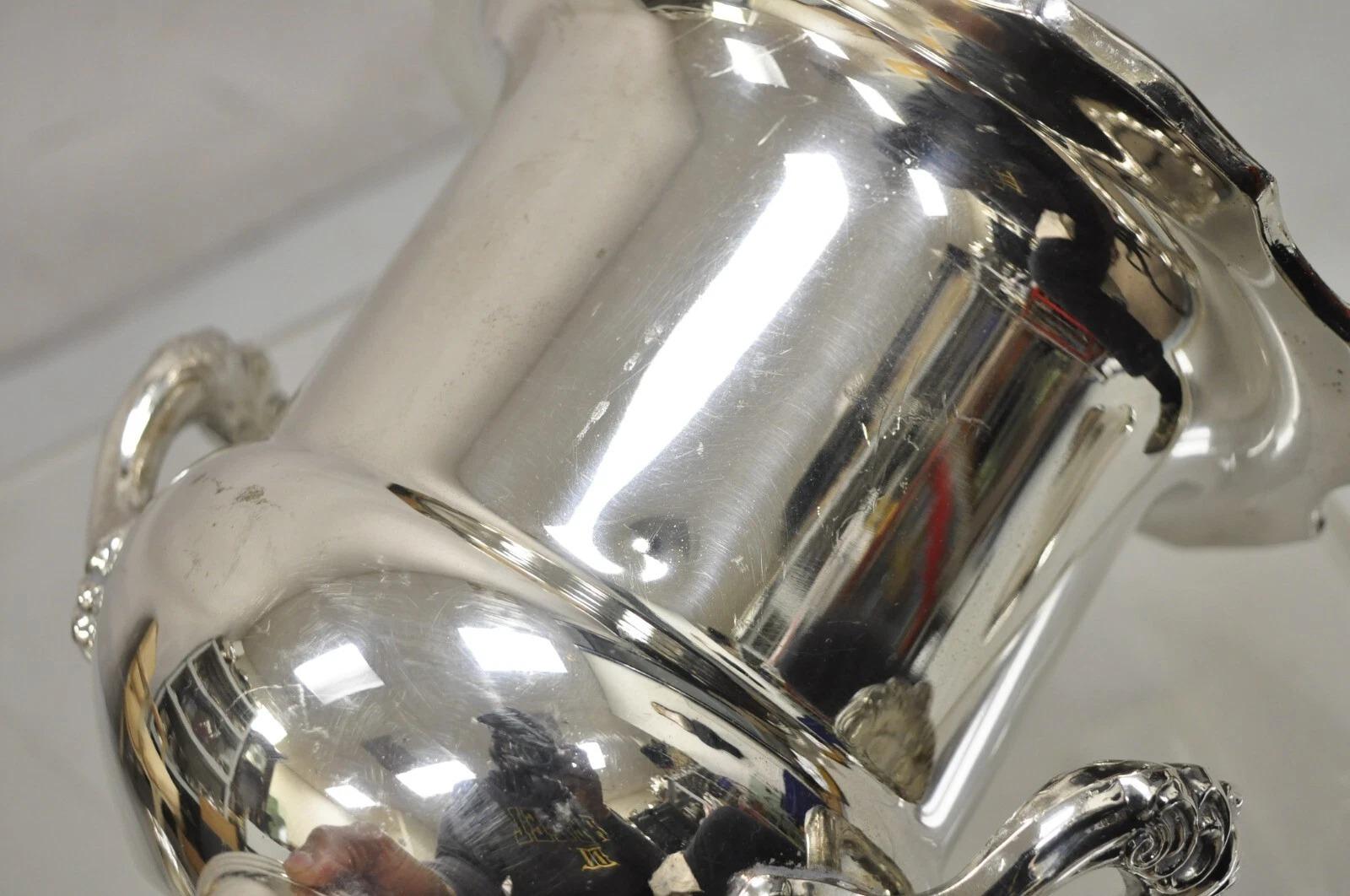 Vintage A. Silver Coppa trofeo placcata d'argento Secchiello per ghiaccio refrigerante per champagne in vendita 1