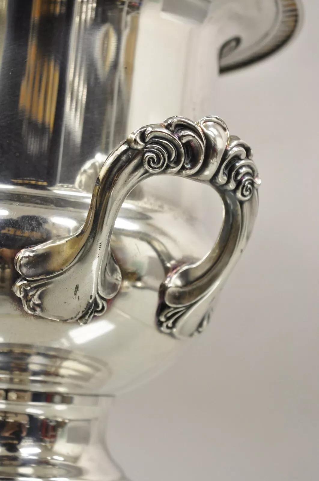 Vintage A. Silver Coppa trofeo placcata d'argento Secchiello per ghiaccio refrigerante per champagne in vendita 2