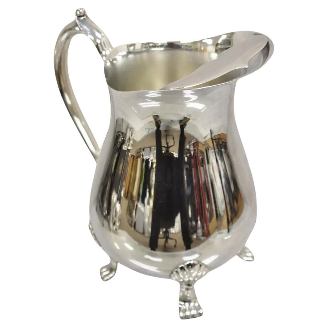 Jarra de agua con pie vintage Leonard de estilo victoriano bañada en plata bulbosa