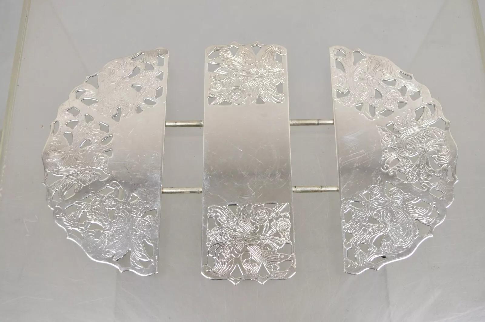 Salvamanteles Ovalado Expandible Estilo Victoriano Leonard Vintage Chapado en plata en venta