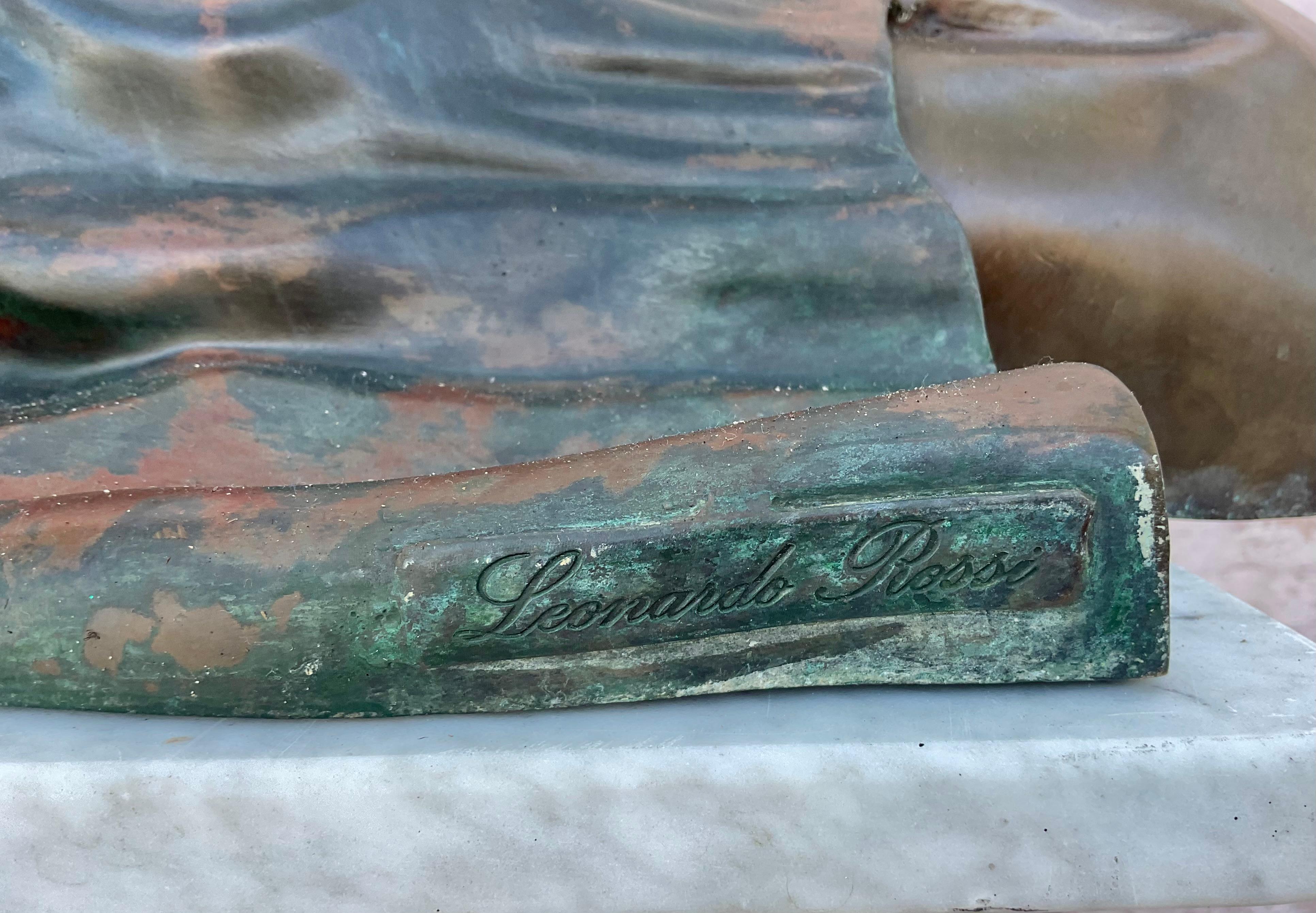Vintage Leonardo Rossi Life-sized Bronze, Girl In Prone Position, Reading In Good Condition In Bradenton, FL