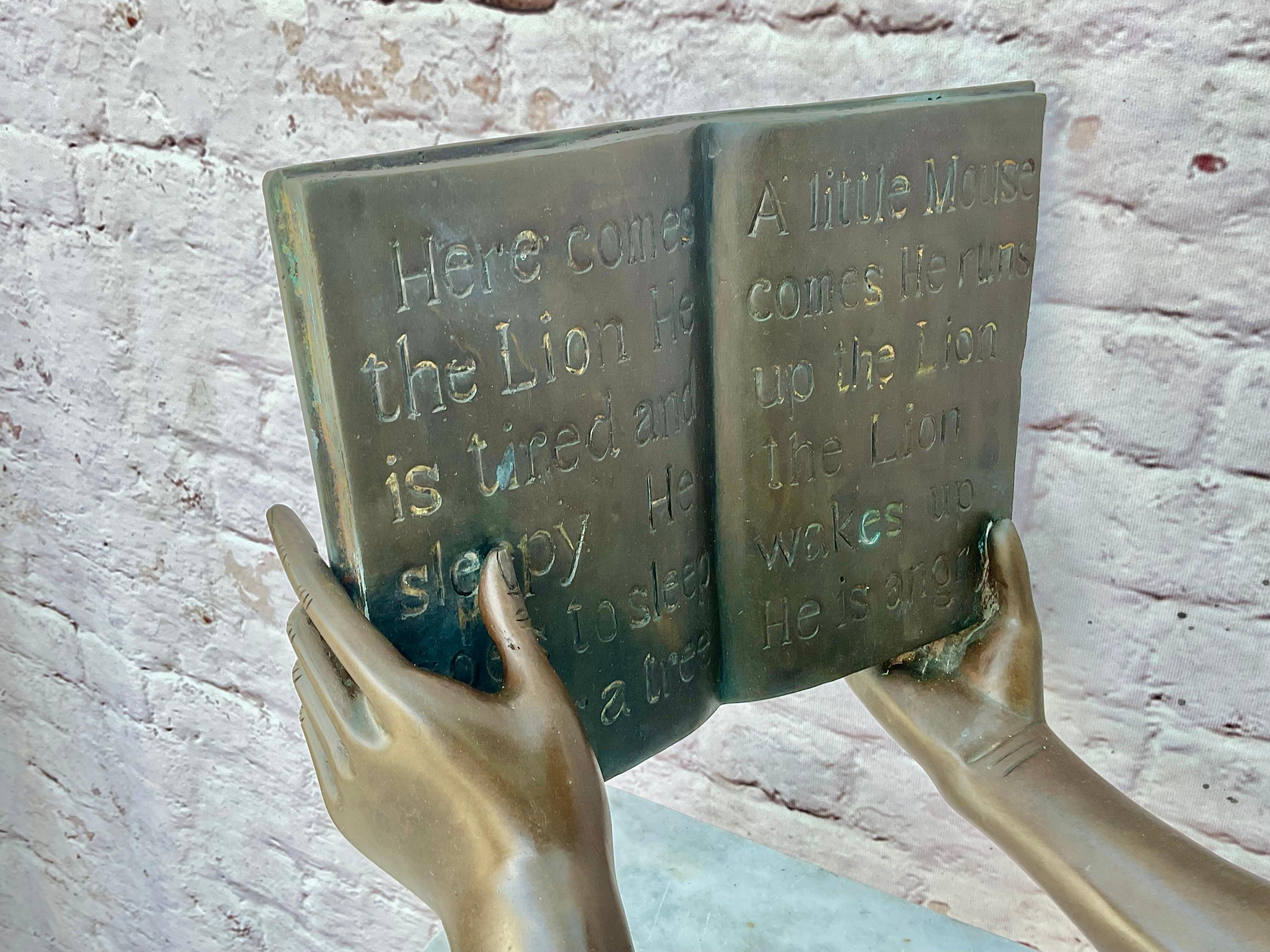20th Century Vintage Leonardo Rossi Life-sized Bronze, Girl In Prone Position, Reading