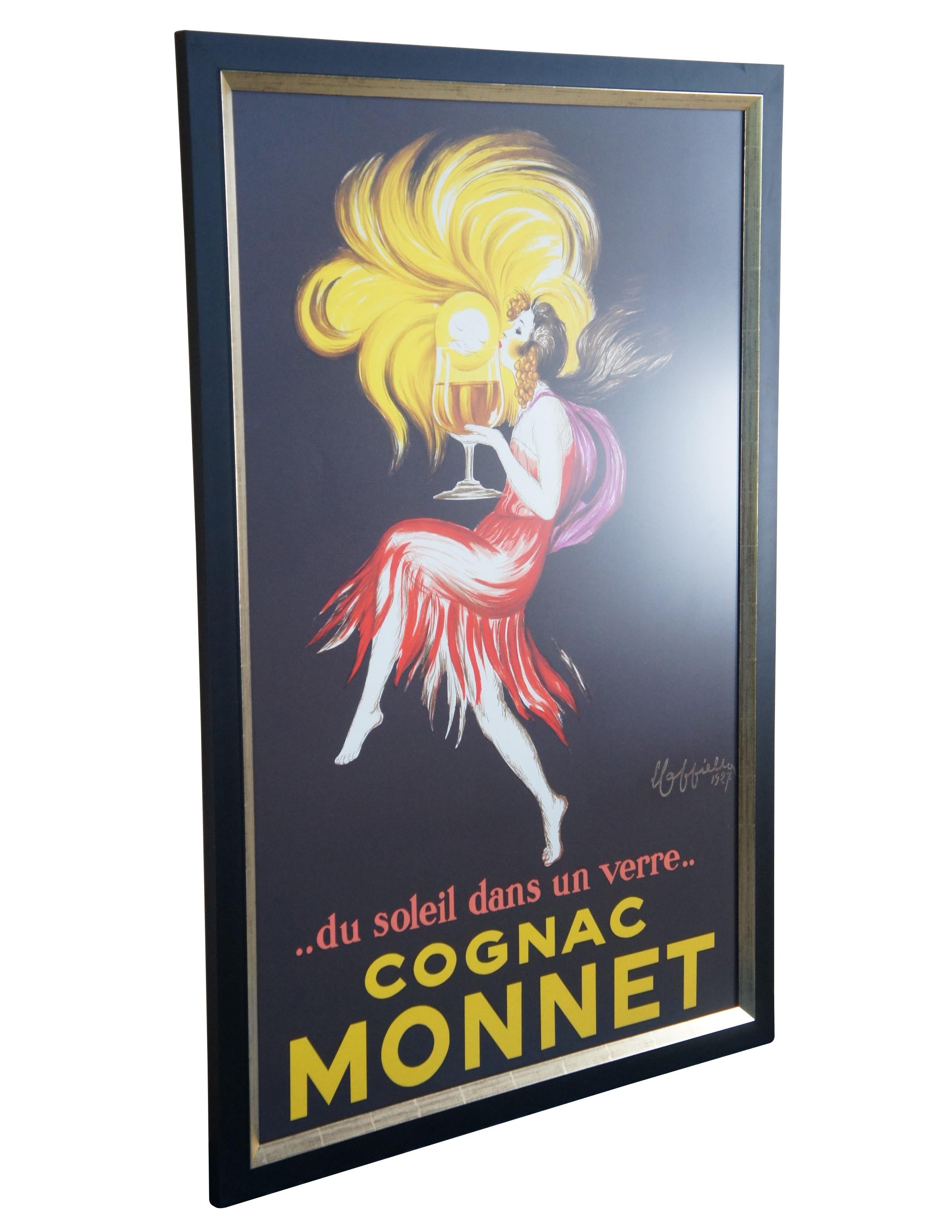 Vintage Cognac Monnet poster by Leonetto Cappiello.

Featuring a sun in the glass, this poster by Cappiello visually represents the warmth of the drink as sunshine bursts out of the glass. The text below 