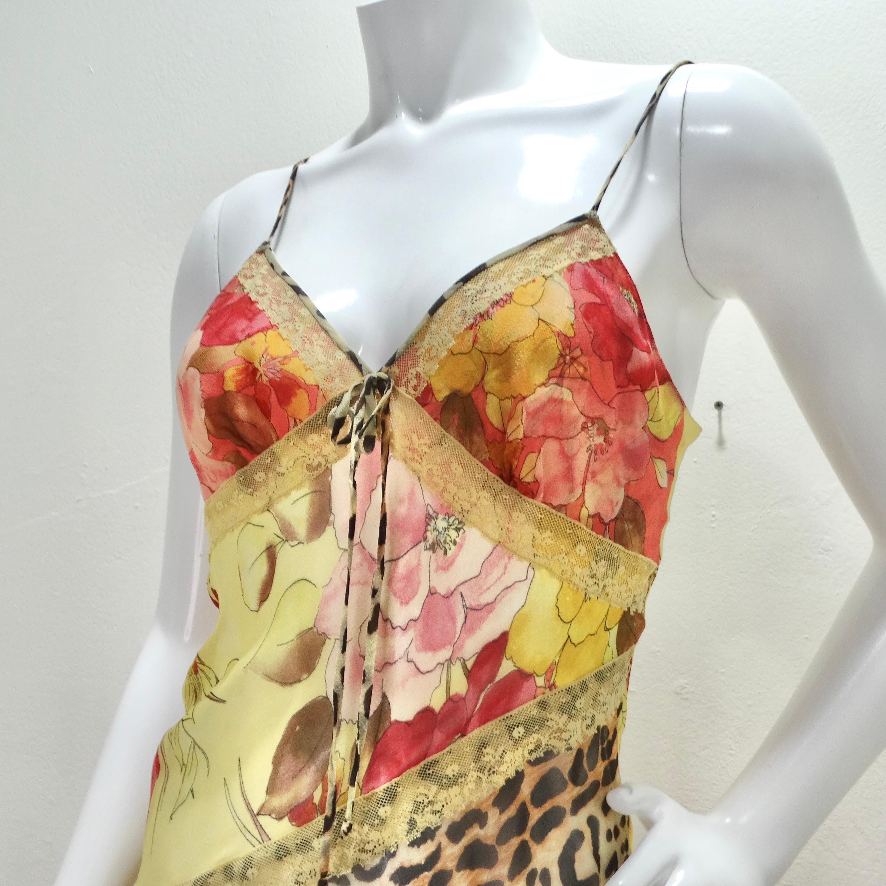 Vintage Leopard and Floral Lace Slip Dress In Good Condition In Scottsdale, AZ