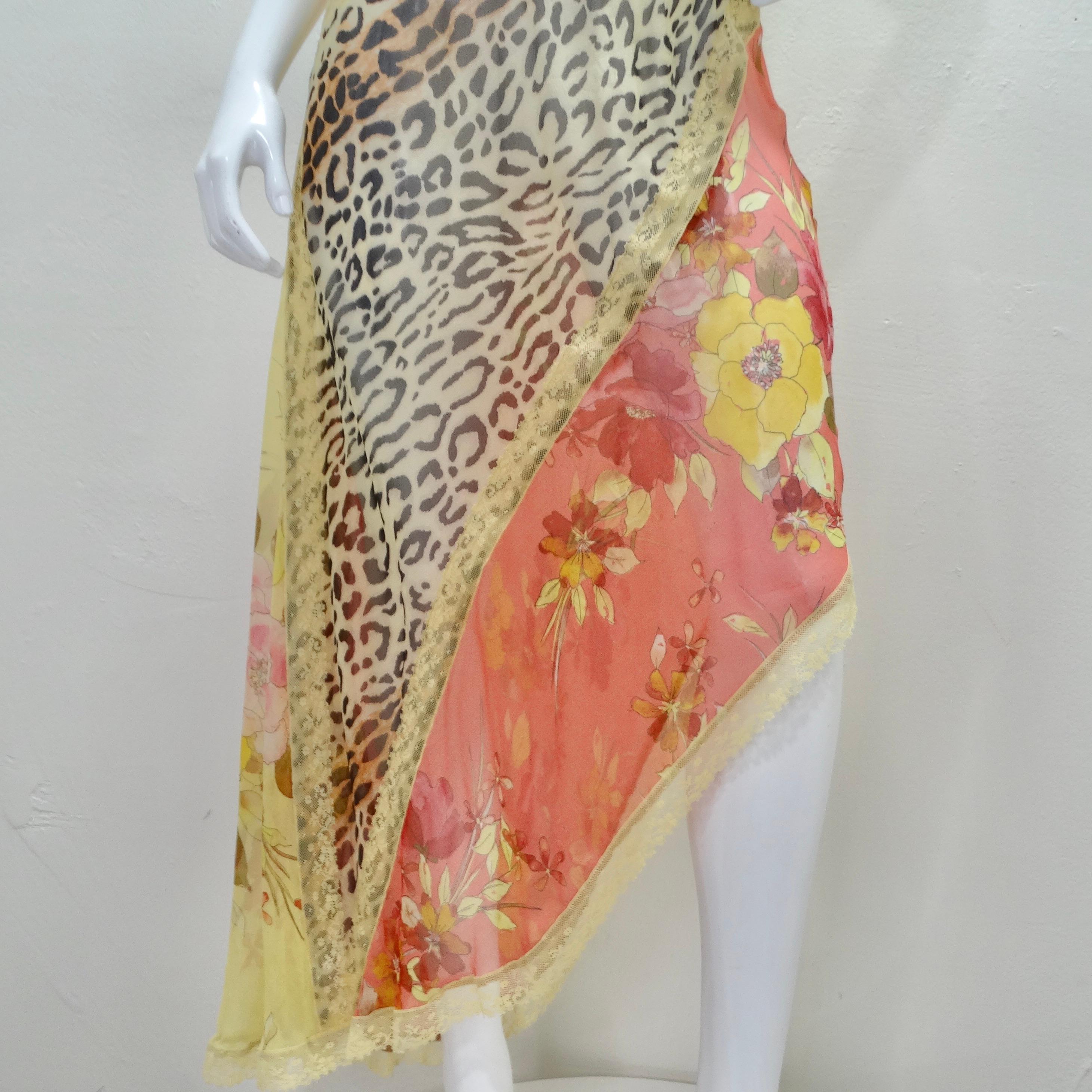Women's or Men's Vintage Leopard and Floral Lace Slip Dress