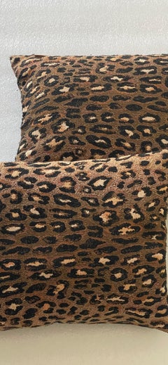 Vintage Leopard Brocade Pair Lumbar Pillows