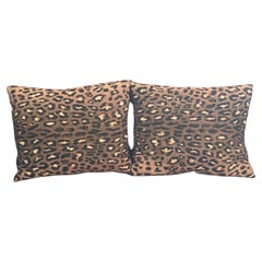 Vintage Leopard Brocade Pair Lumbar Pillows