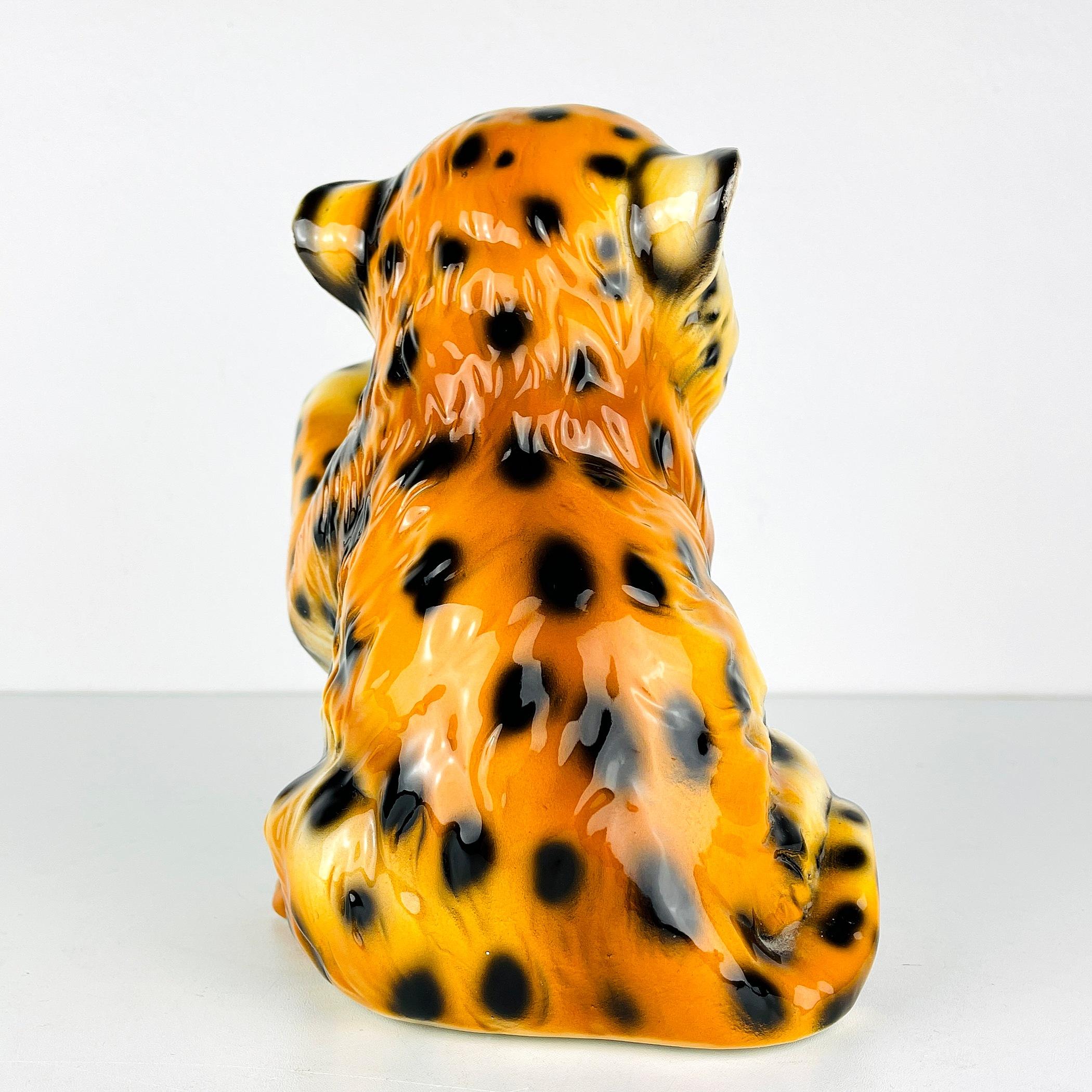 Vintage Leopard Ceramic Sculpture, Italy, 1960s In Good Condition In Miklavž Pri Taboru, SI