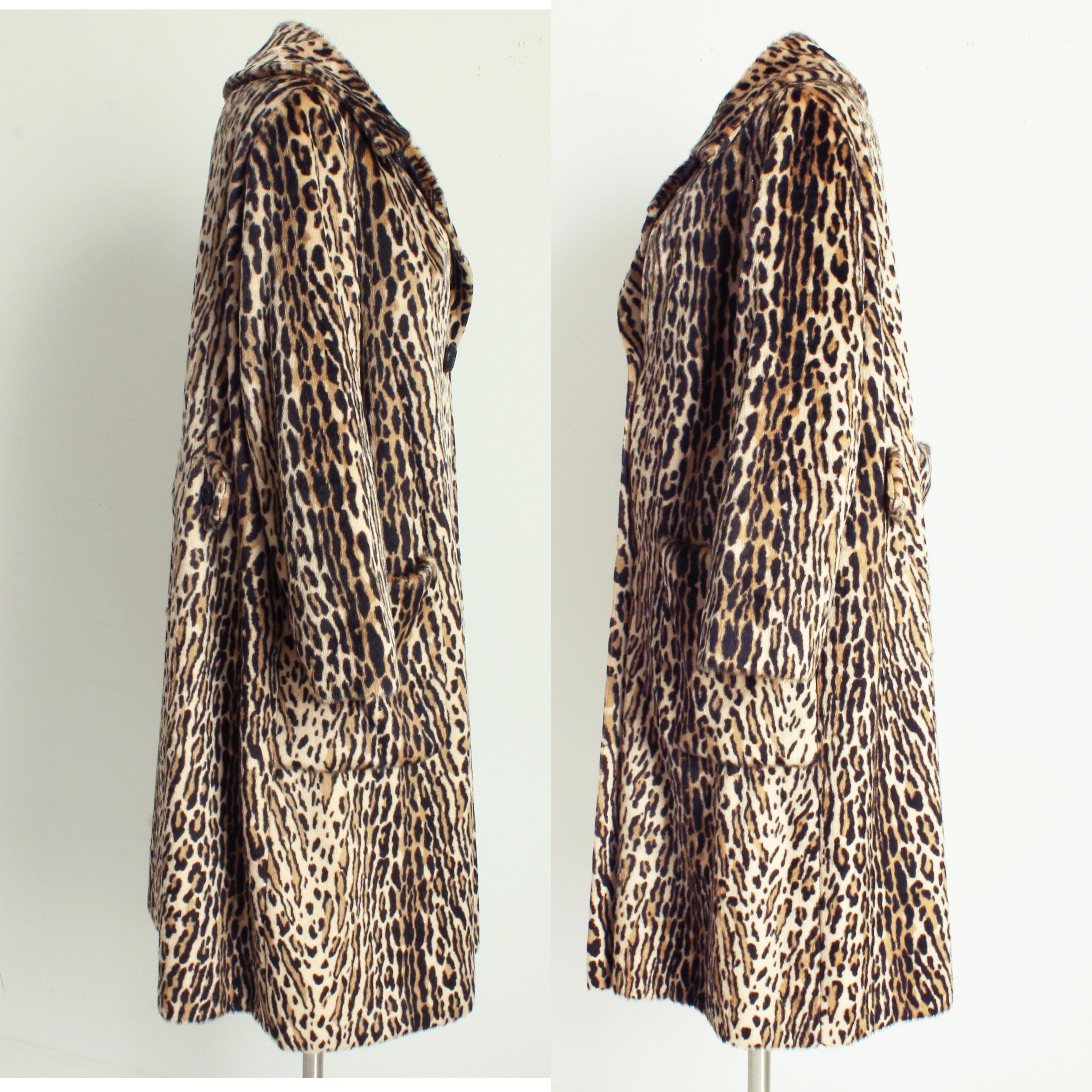 Women's or Men's Vintage Leopard Fur Coat Faux Pony Fur Double Breasted Retro Fall Winter 1970s