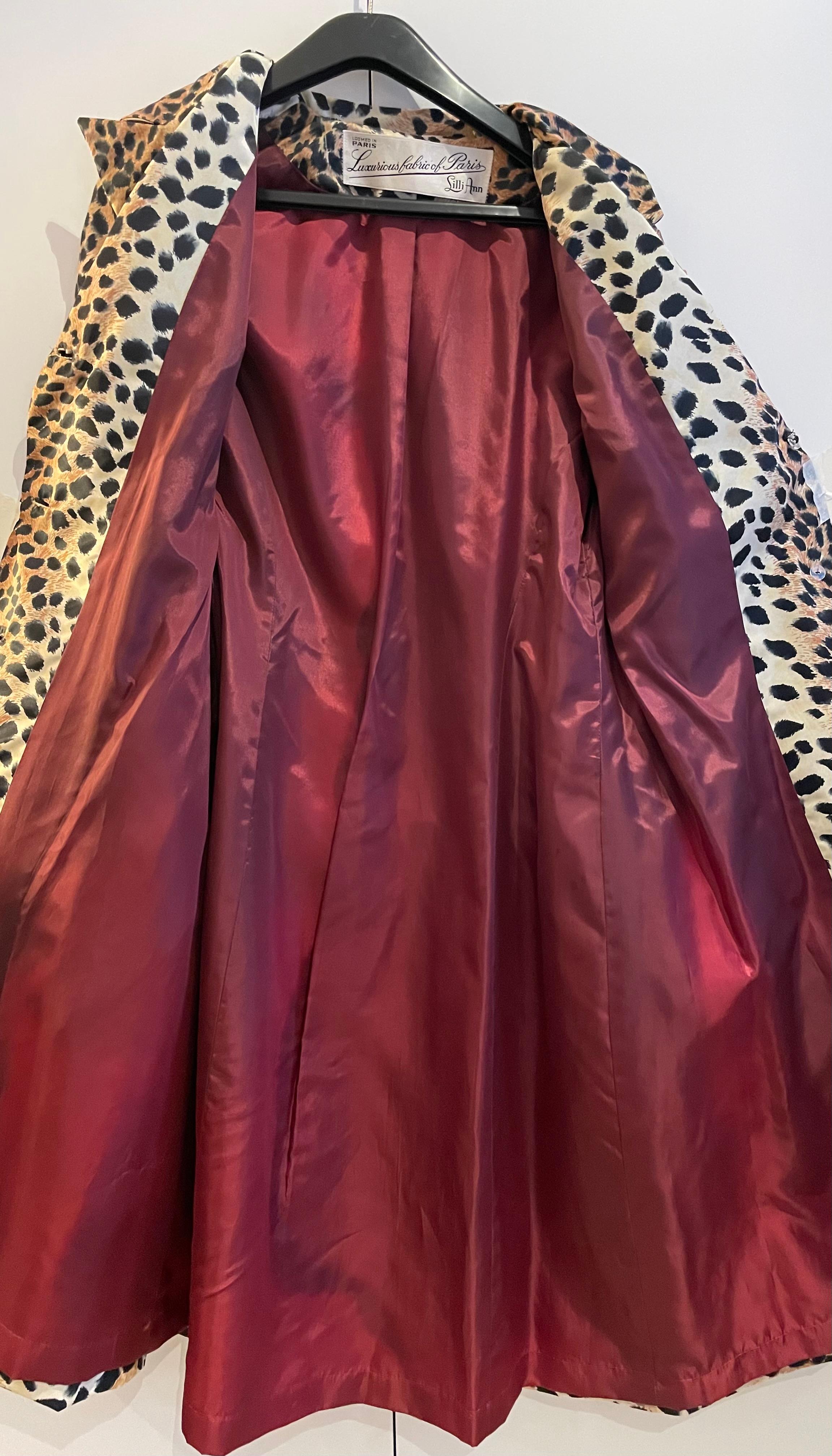 Vintage Leopard Print Coat Fox Fur Cuffs Sleeves C.1970s For Sale 7