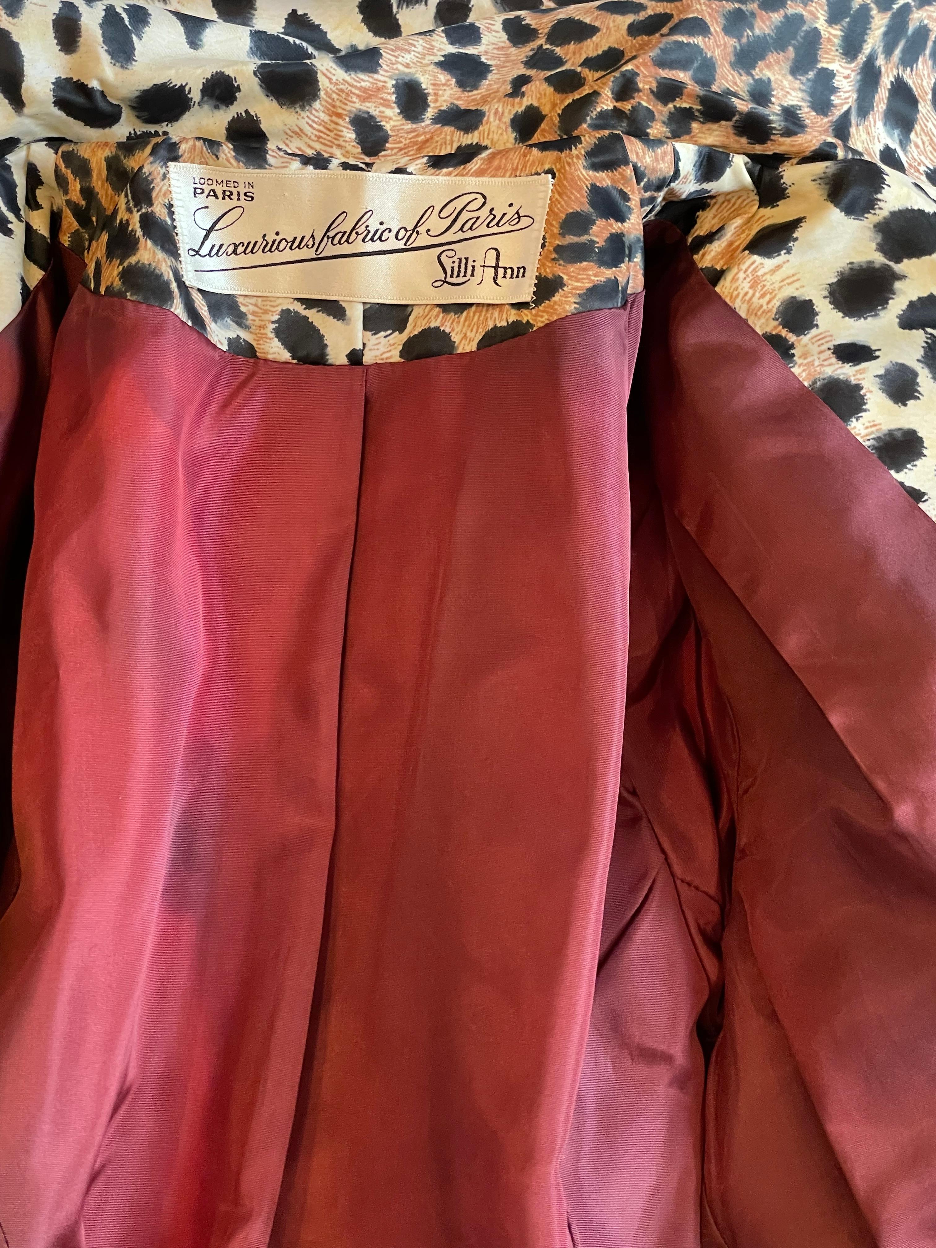Vintage Leopard Print Coat Fox Fur Cuffs Sleeves C.1970s For Sale 1