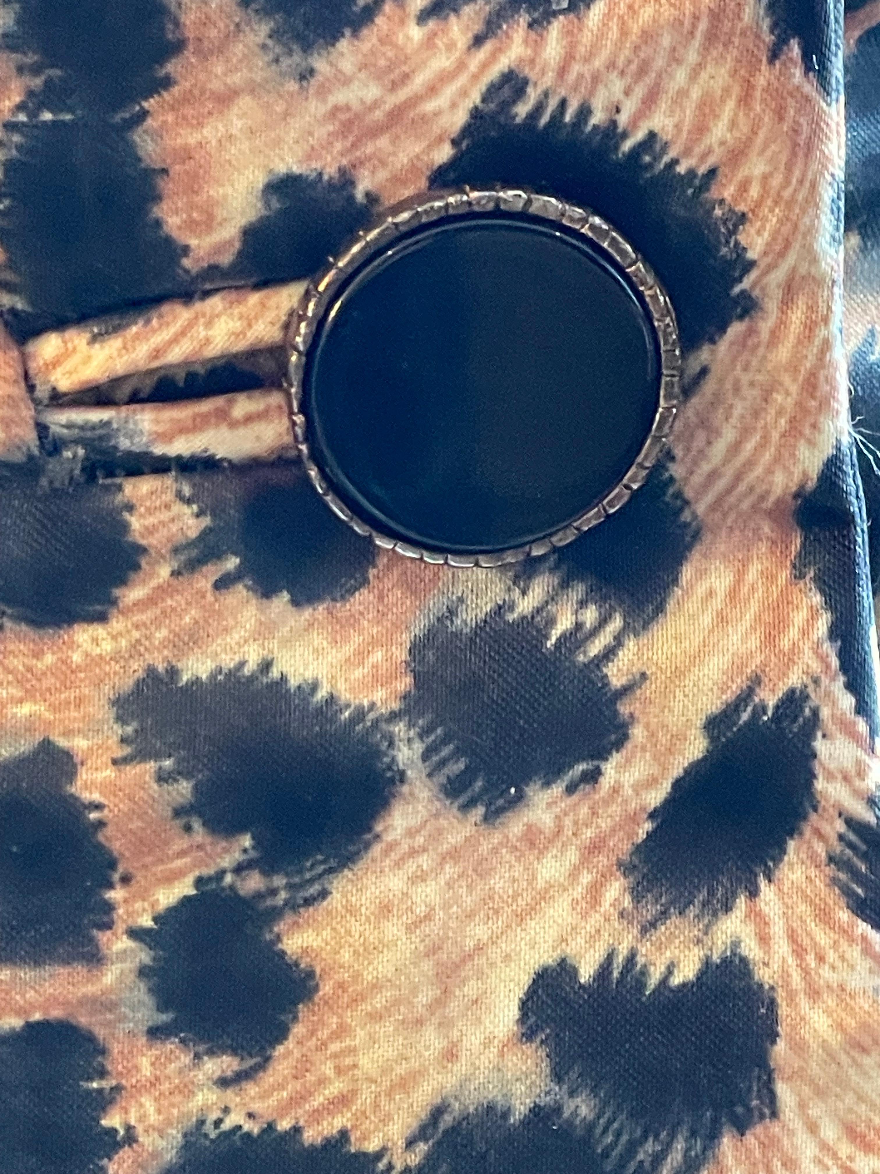 Vintage Leopard Print Coat Fox Fur Cuffs Sleeves C.1970s For Sale 4