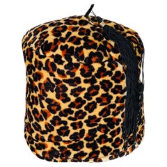Vintage Leopard Print Faux Fur Turban Hat with Tassel Vintage Leopard Print Faux Fur Turban Hat with Tassel
