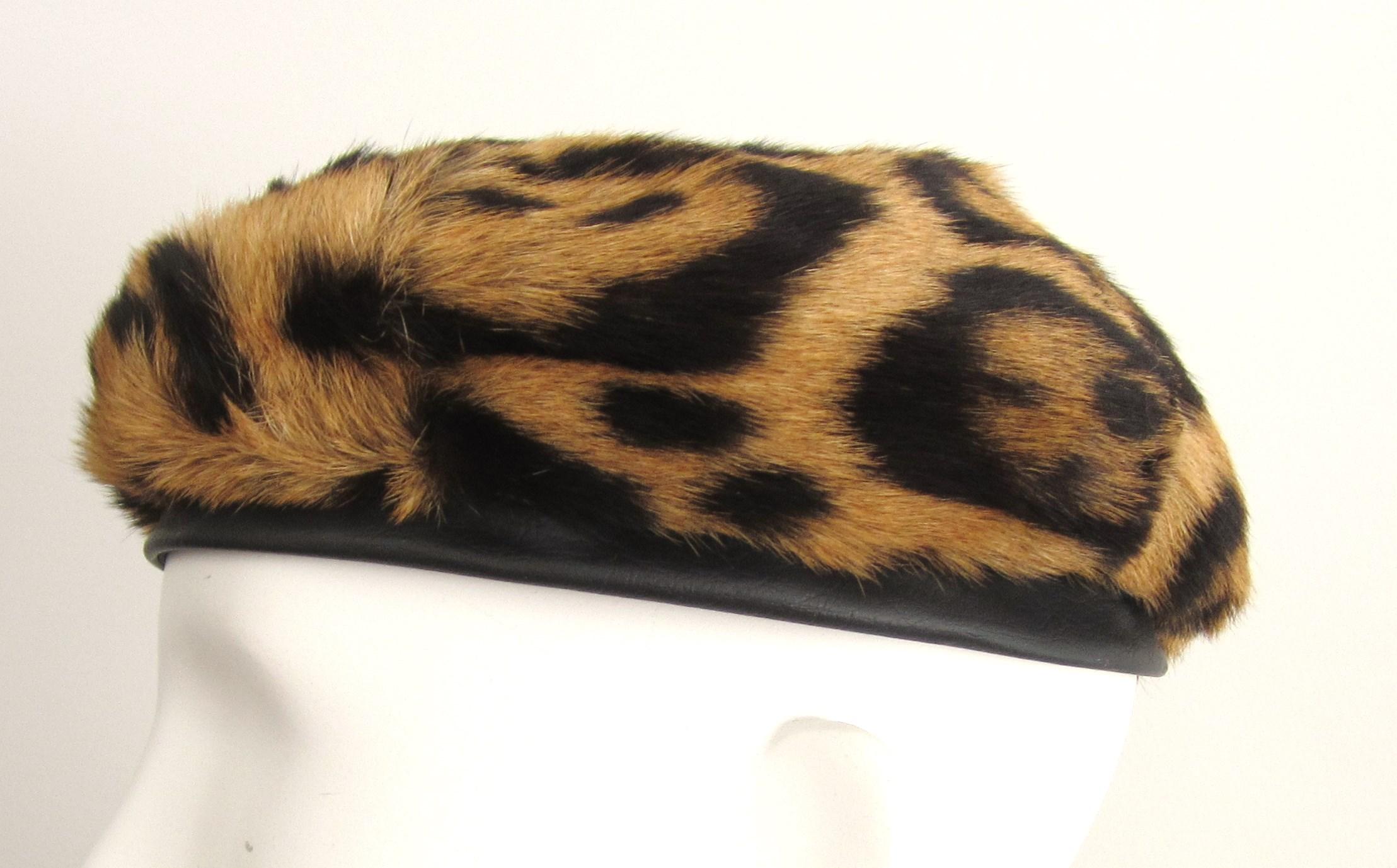leopard print beret