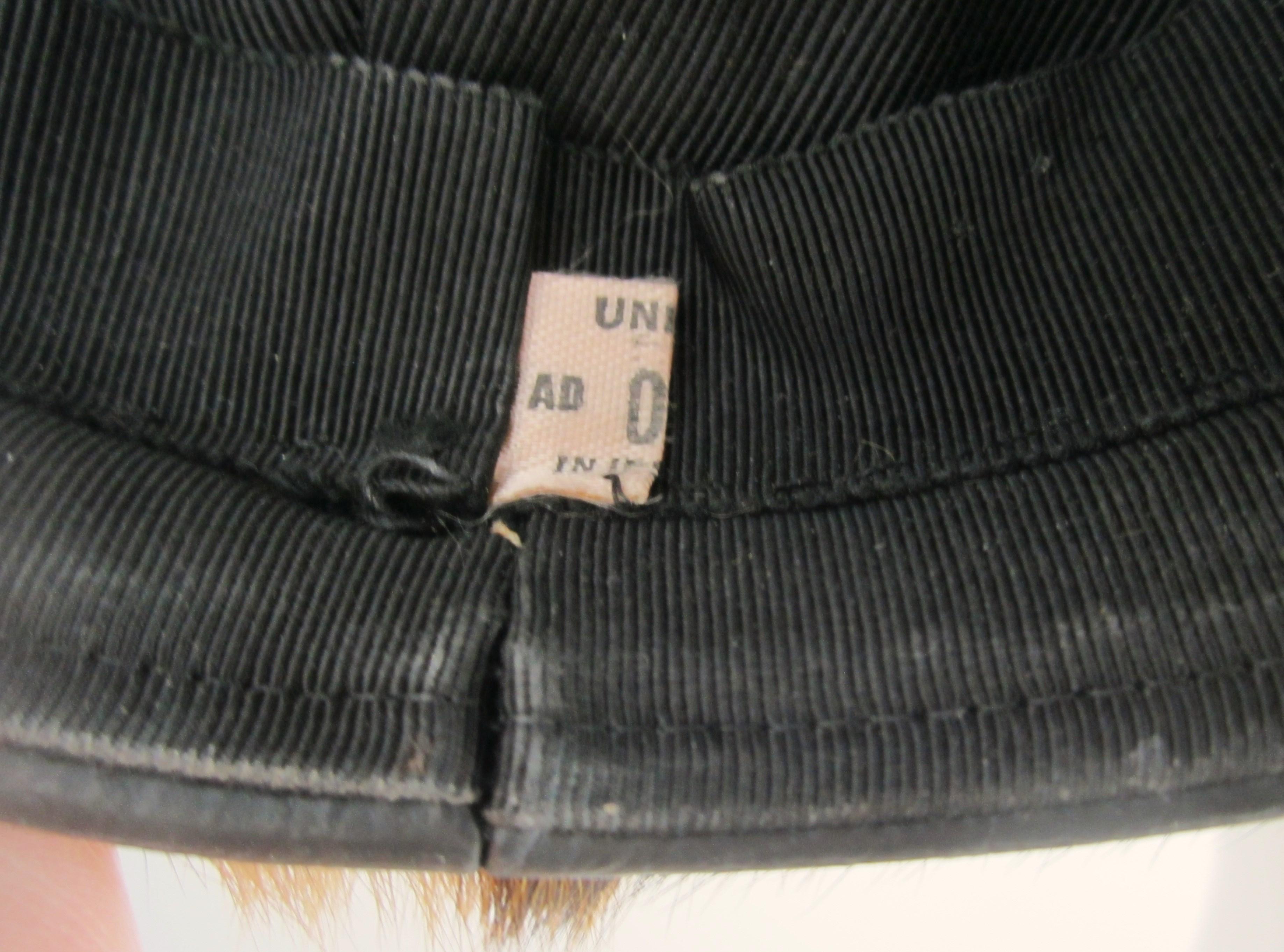 Vintage Leopard Print Leather Beret Hat 1940s 1950s  1