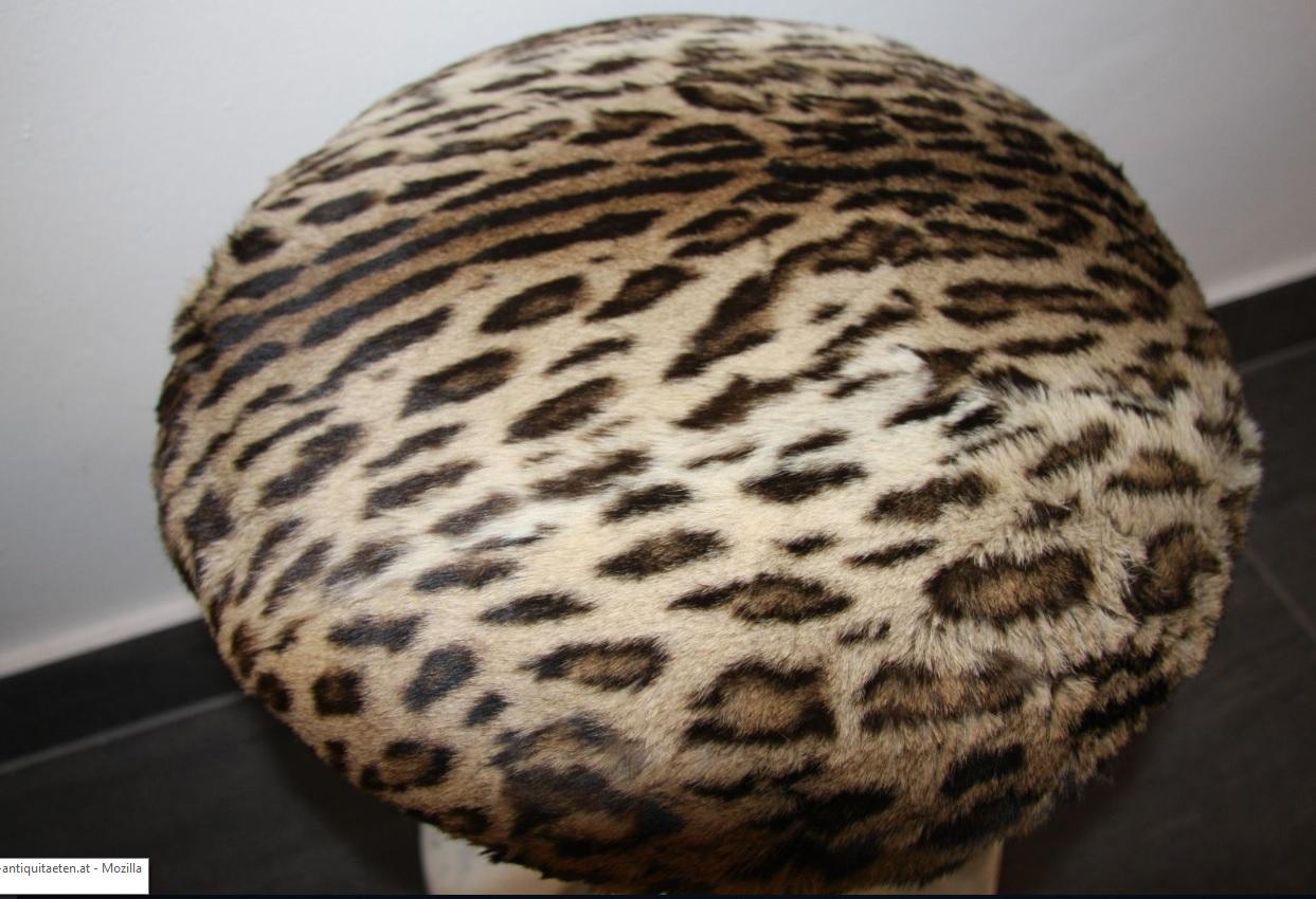 Mid-Century Modern Vintage Leopard Print Swivel Stool For Sale