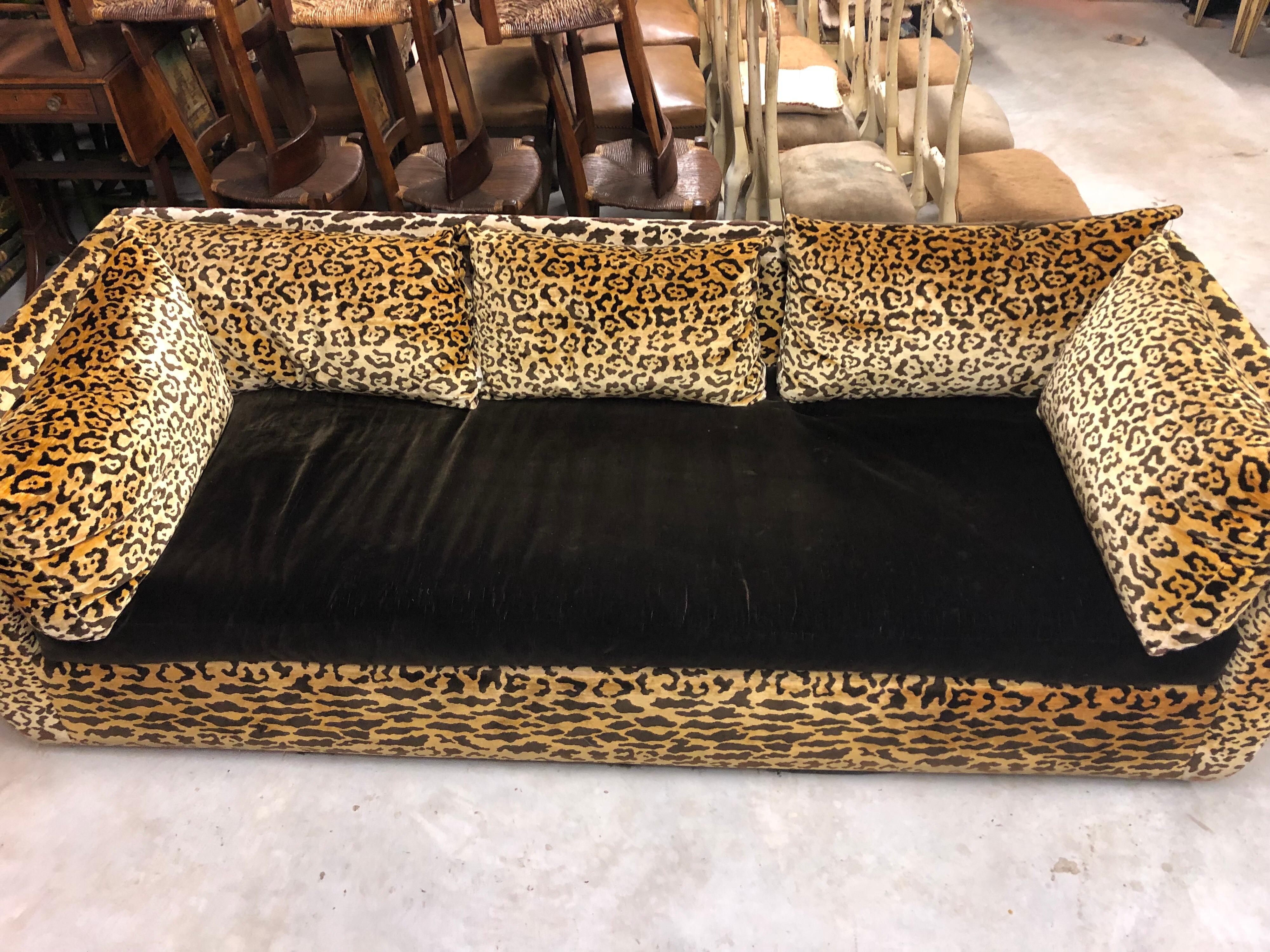 Vintage Leopard Silk Velvet 1970s Sofa 5