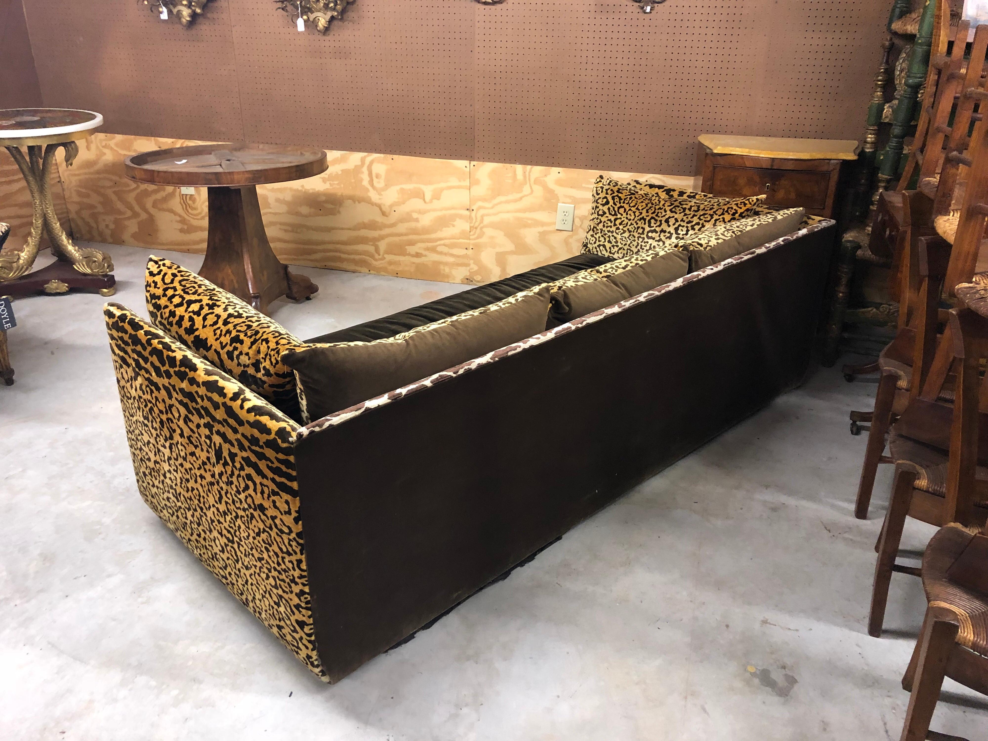 Vintage Leopard Silk Velvet 1970s Sofa In Fair Condition In Natchez, MS