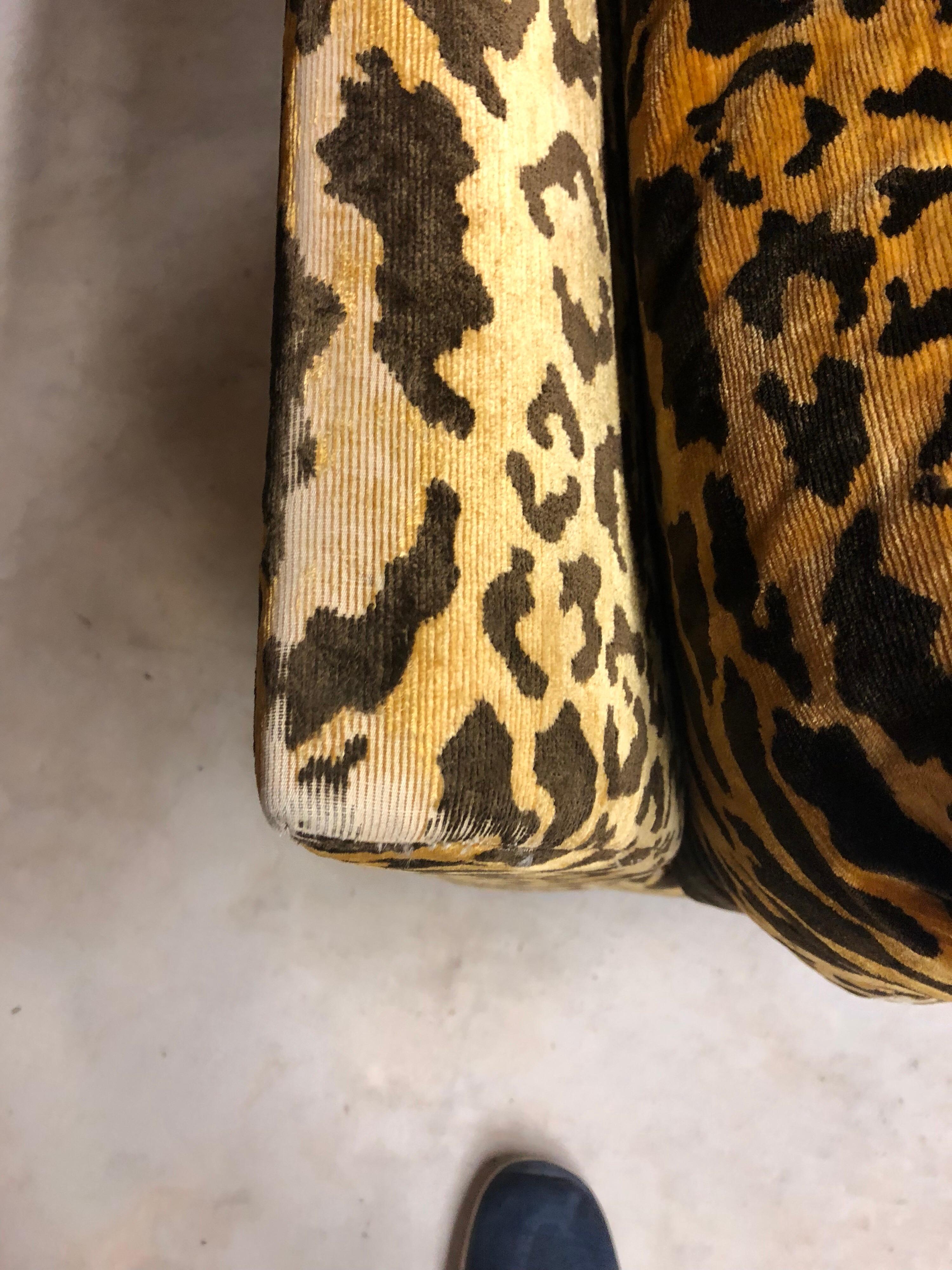 Vintage Leopard Silk Velvet 1970s Sofa 1
