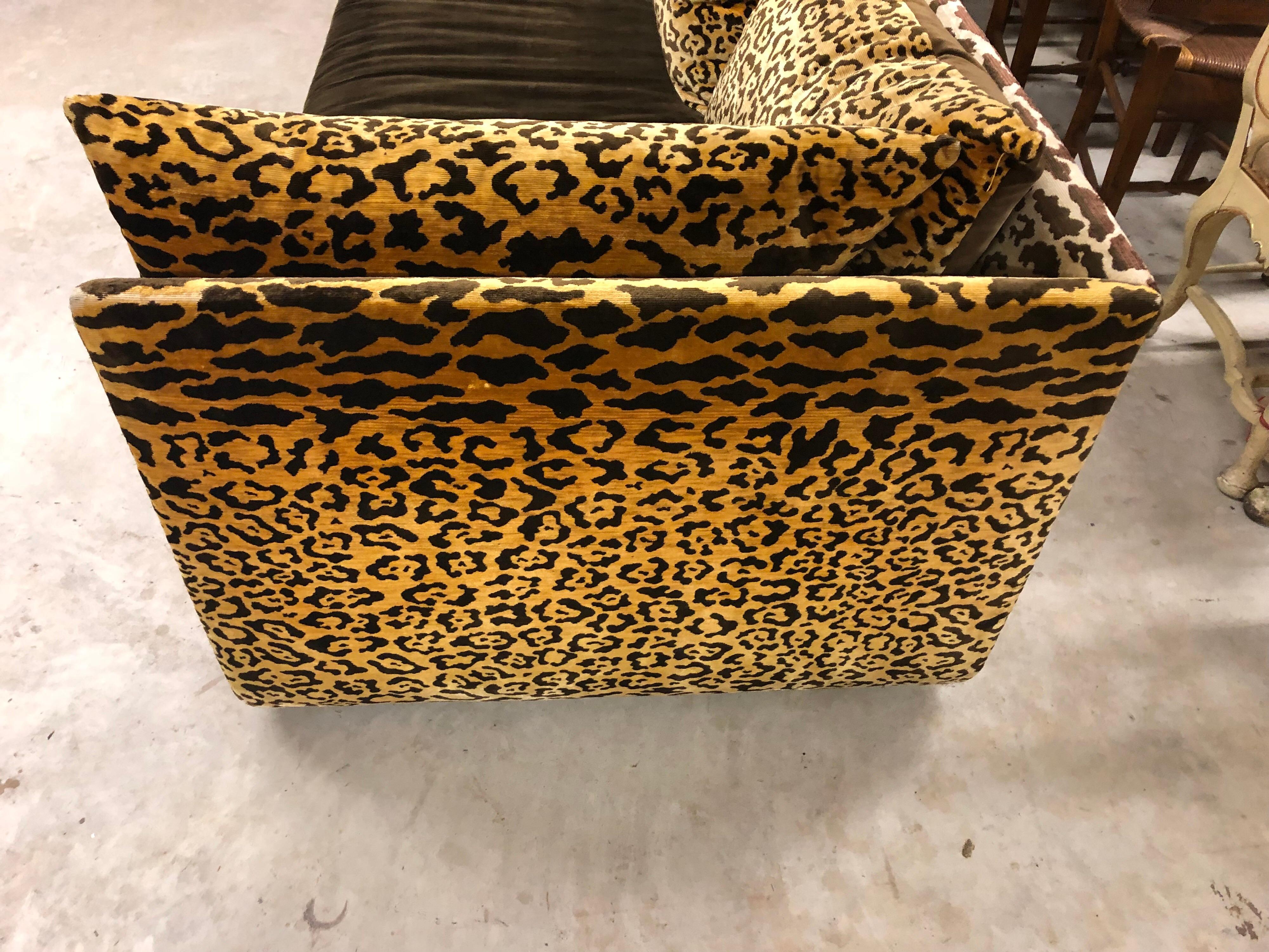 Vintage Leopard Silk Velvet 1970s Sofa 4