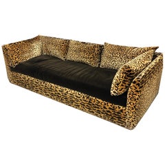 Vintage Leopard Silk Velvet 1970s Sofa