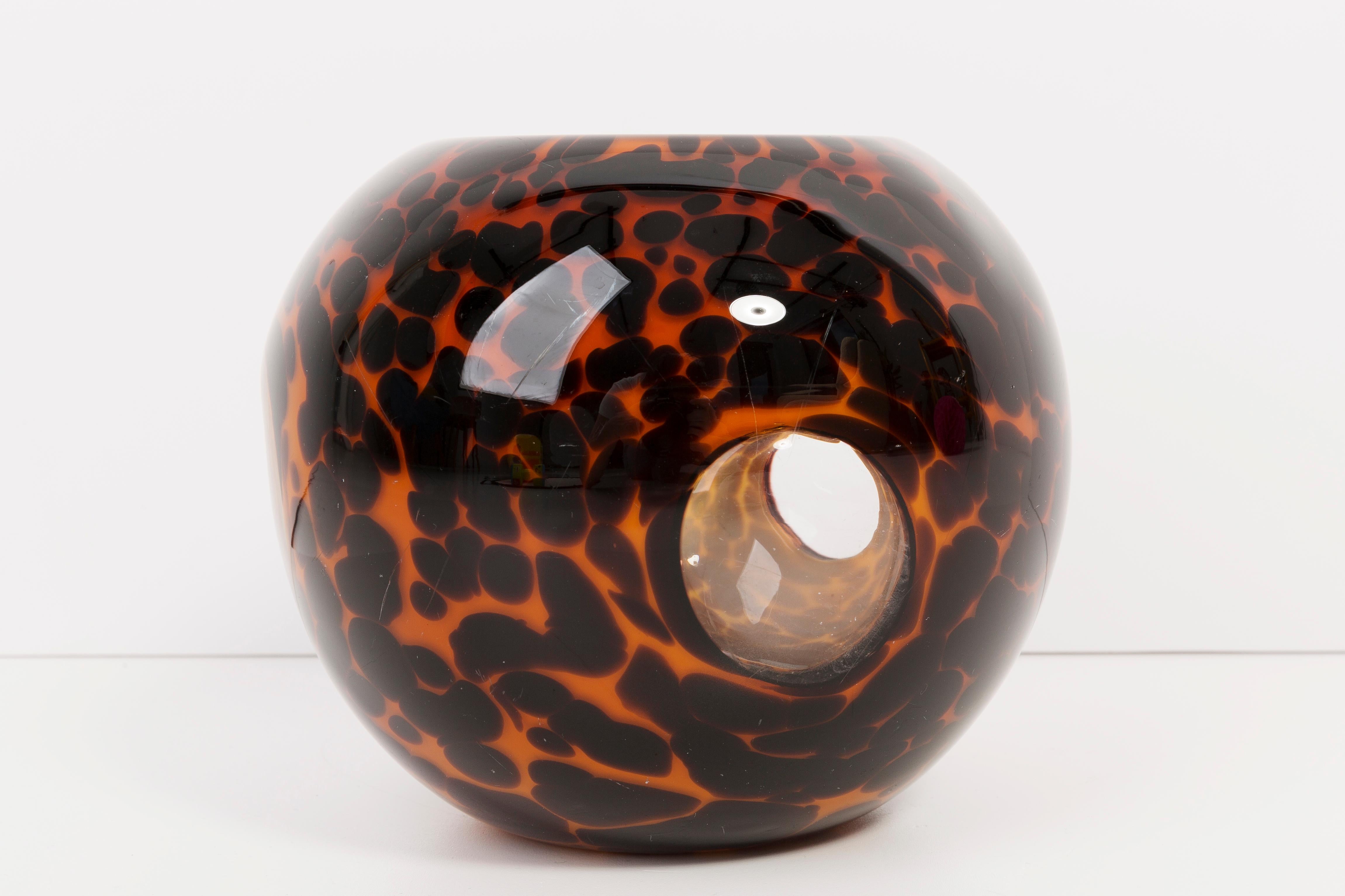 Czech Vintage Leopard Small Brown Vase, 20th Century, Europe, 1960s