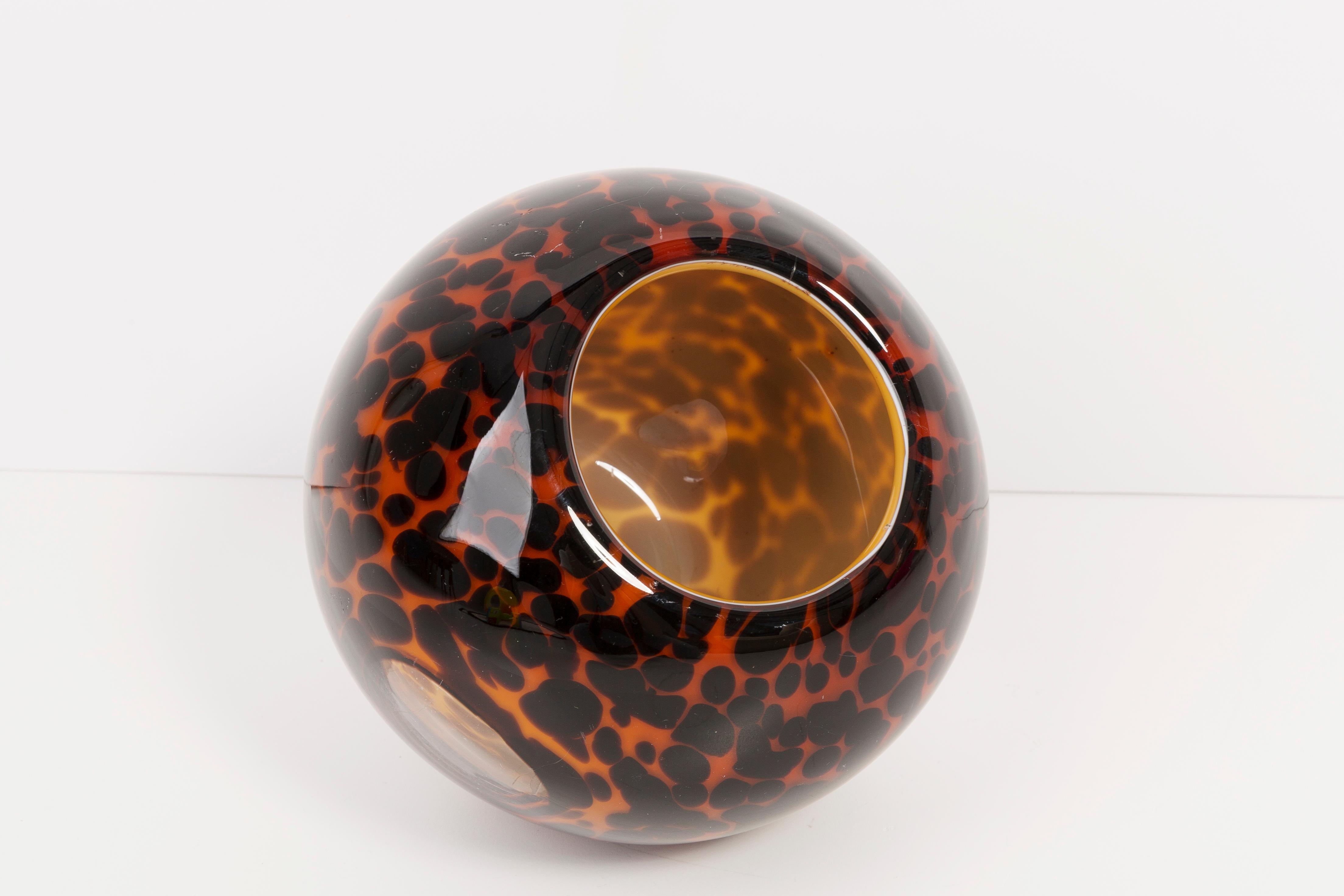 Glass Vintage Leopard Small Brown Vase, 20th Century, Europe, 1960s