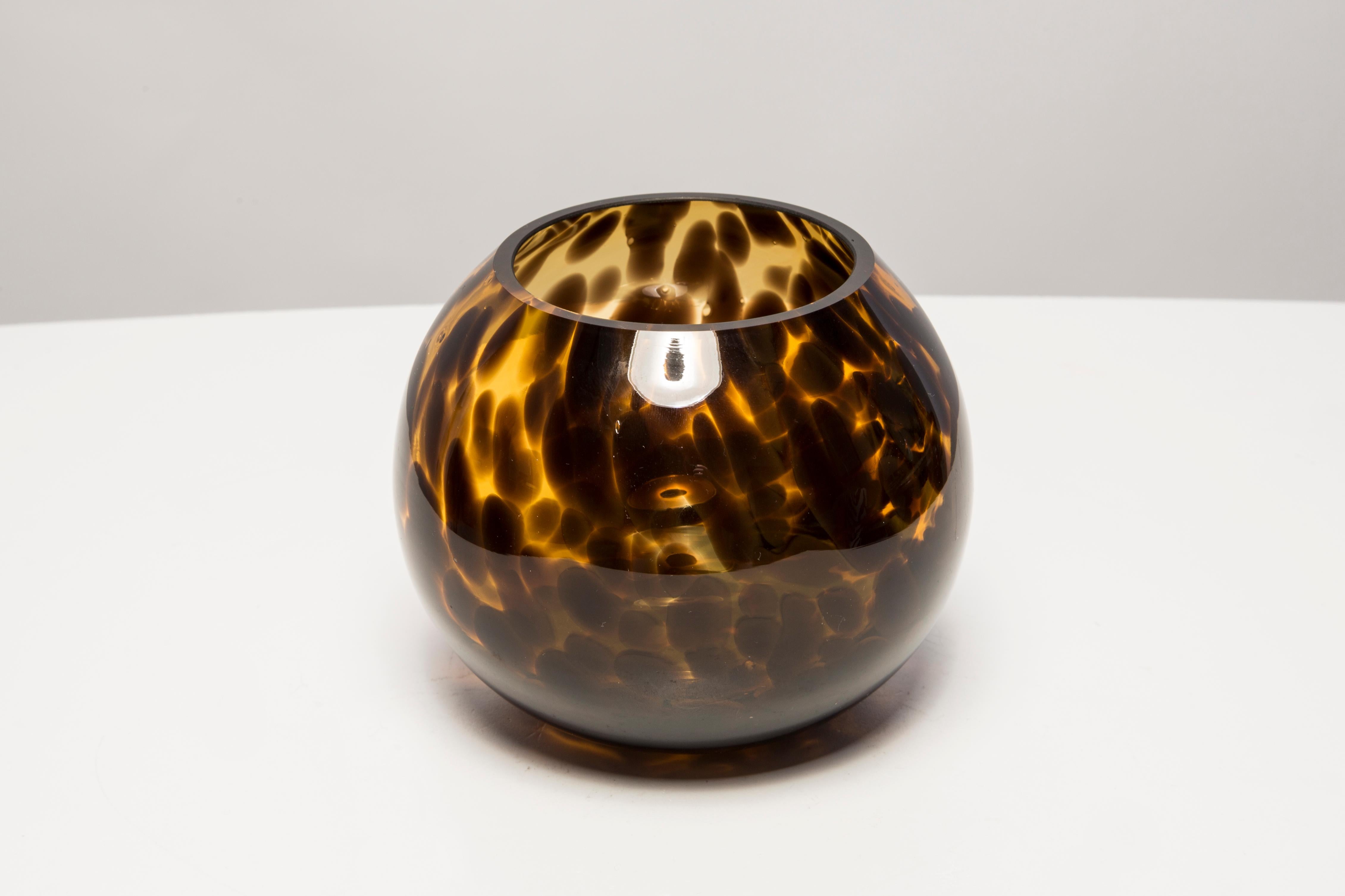 Glass Vintage Leopard Small Brown Vase, 20th Century, Europe, 1960s For Sale