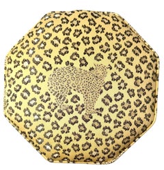 Vintage Leopard Upholstered Footstool Storage Box